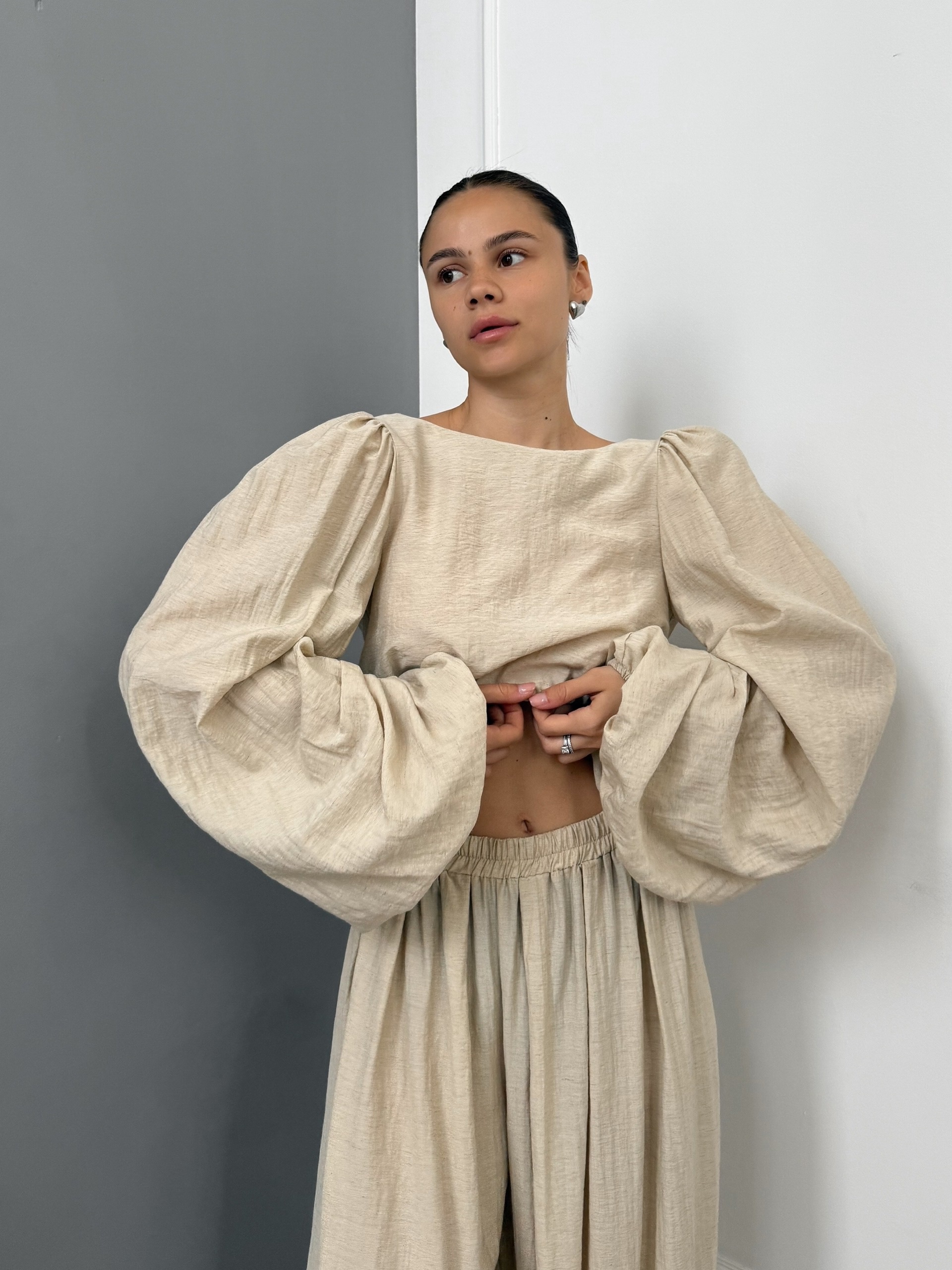 Костюм летний One Collection укороченный кардиган+брюки