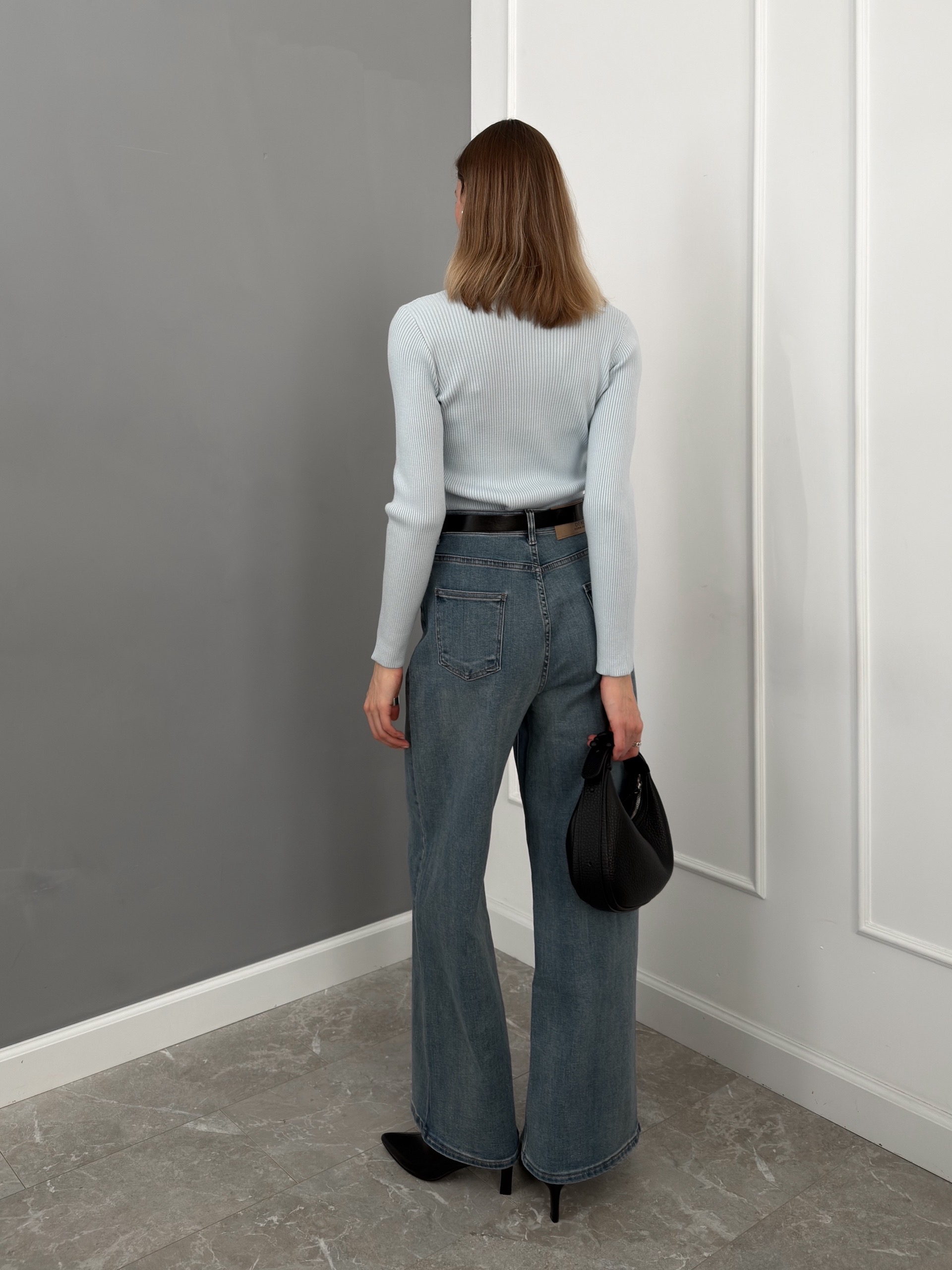 Джемпер Korea S2558 поло на пуговках в рубчик