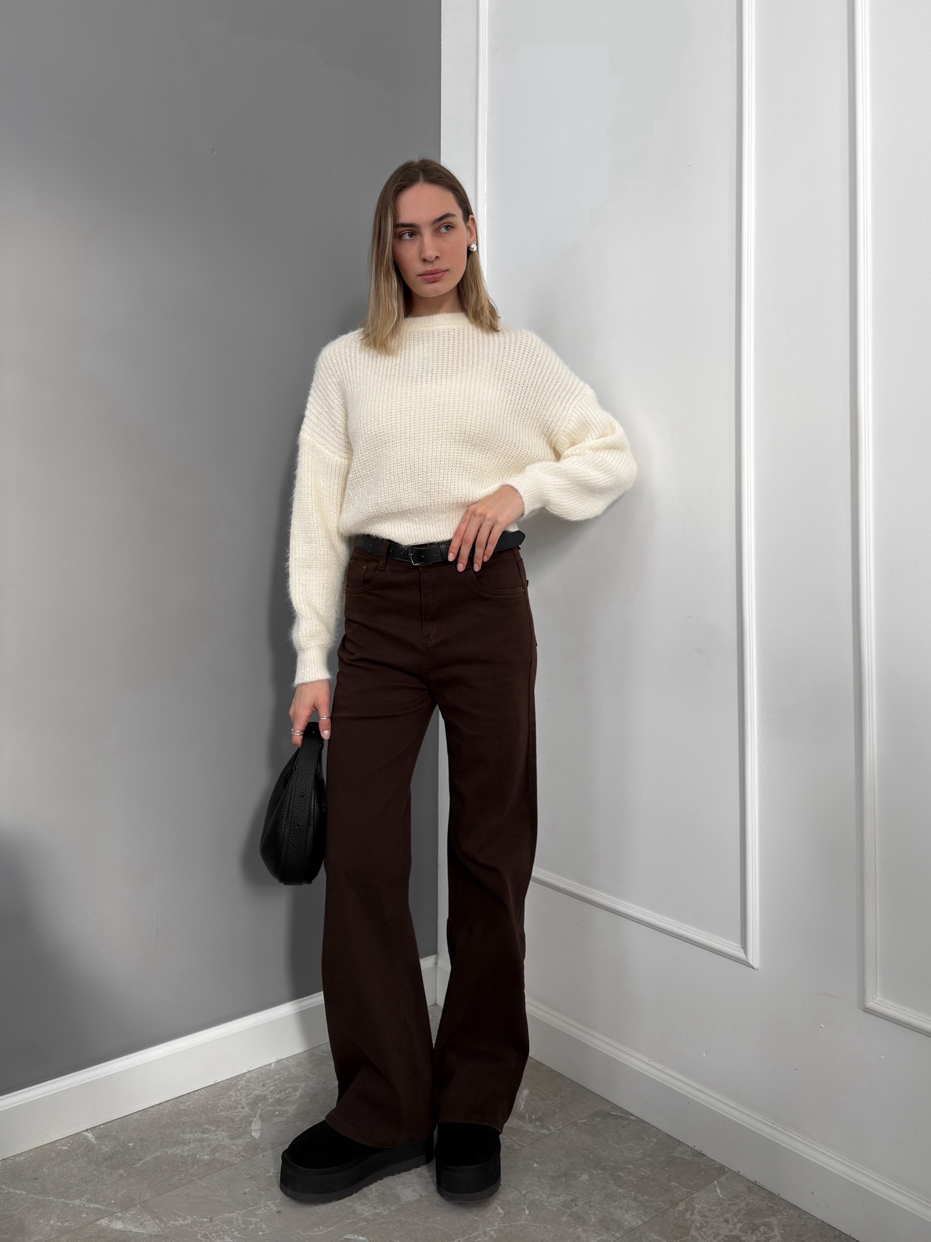 Джинсы E5917 клеш утепленные