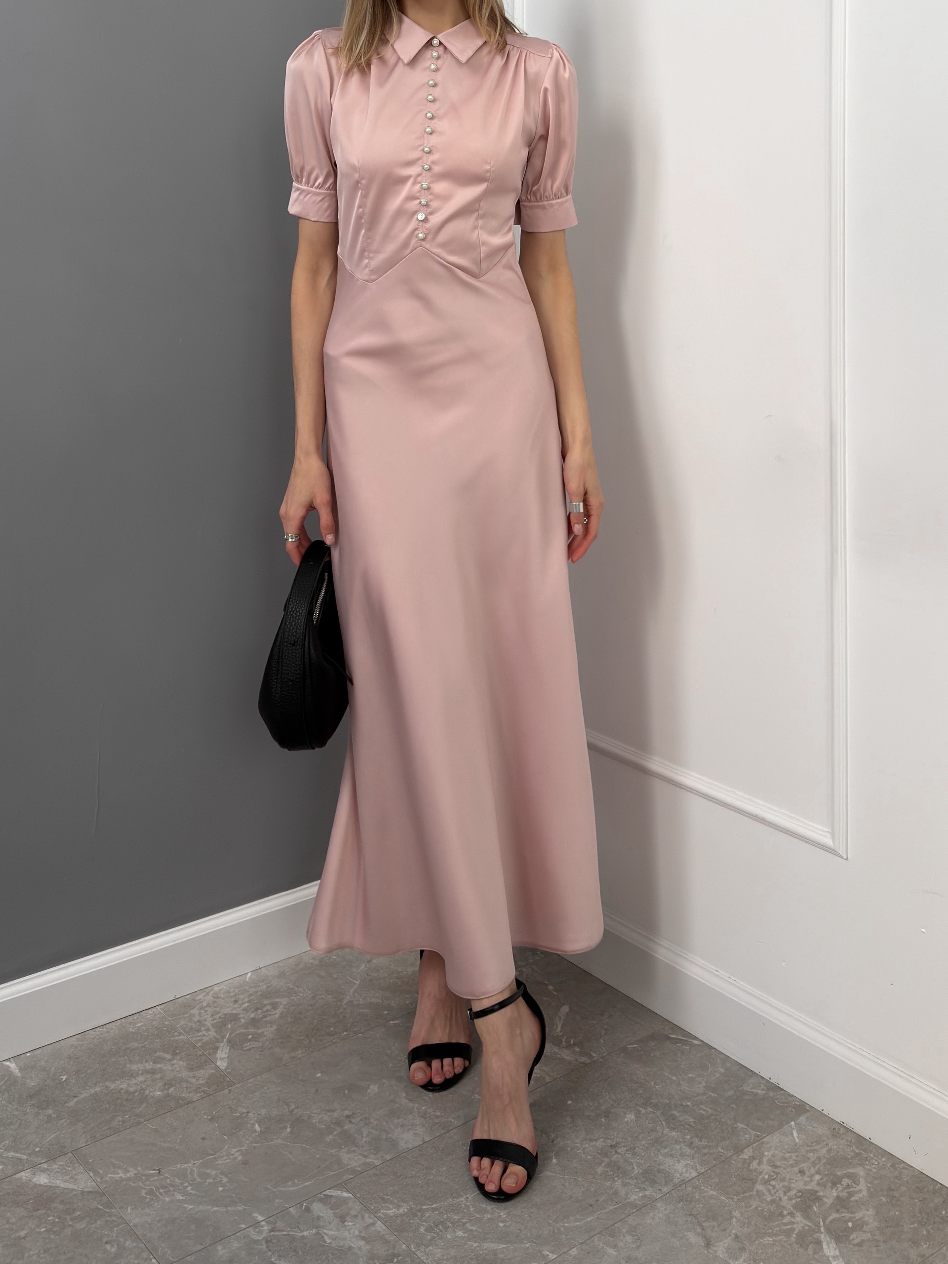 Платье  Miss Diva 25211 пуговки воротник поло атлас