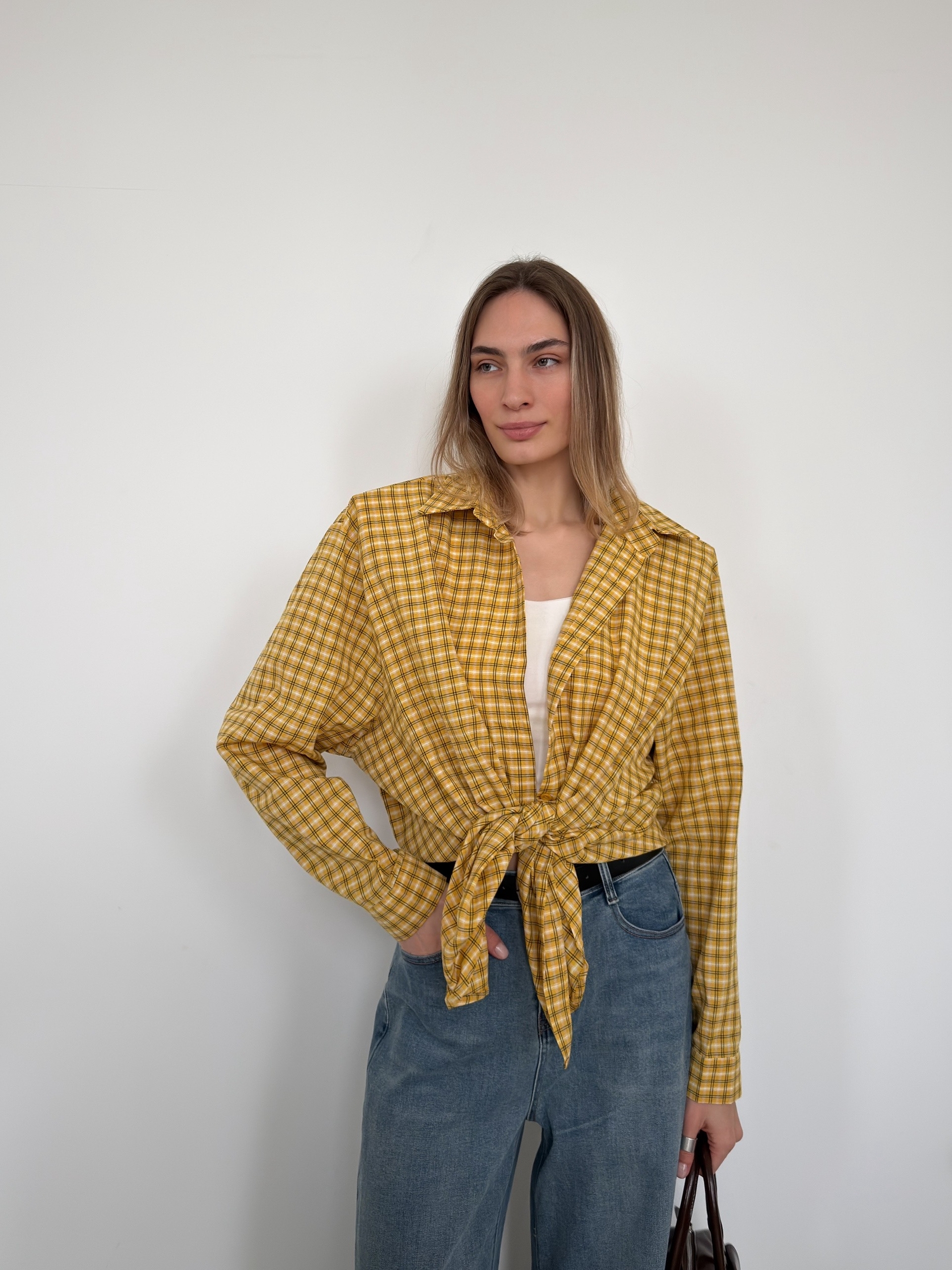 Рубашка ROOM 61028 клетка подплечники