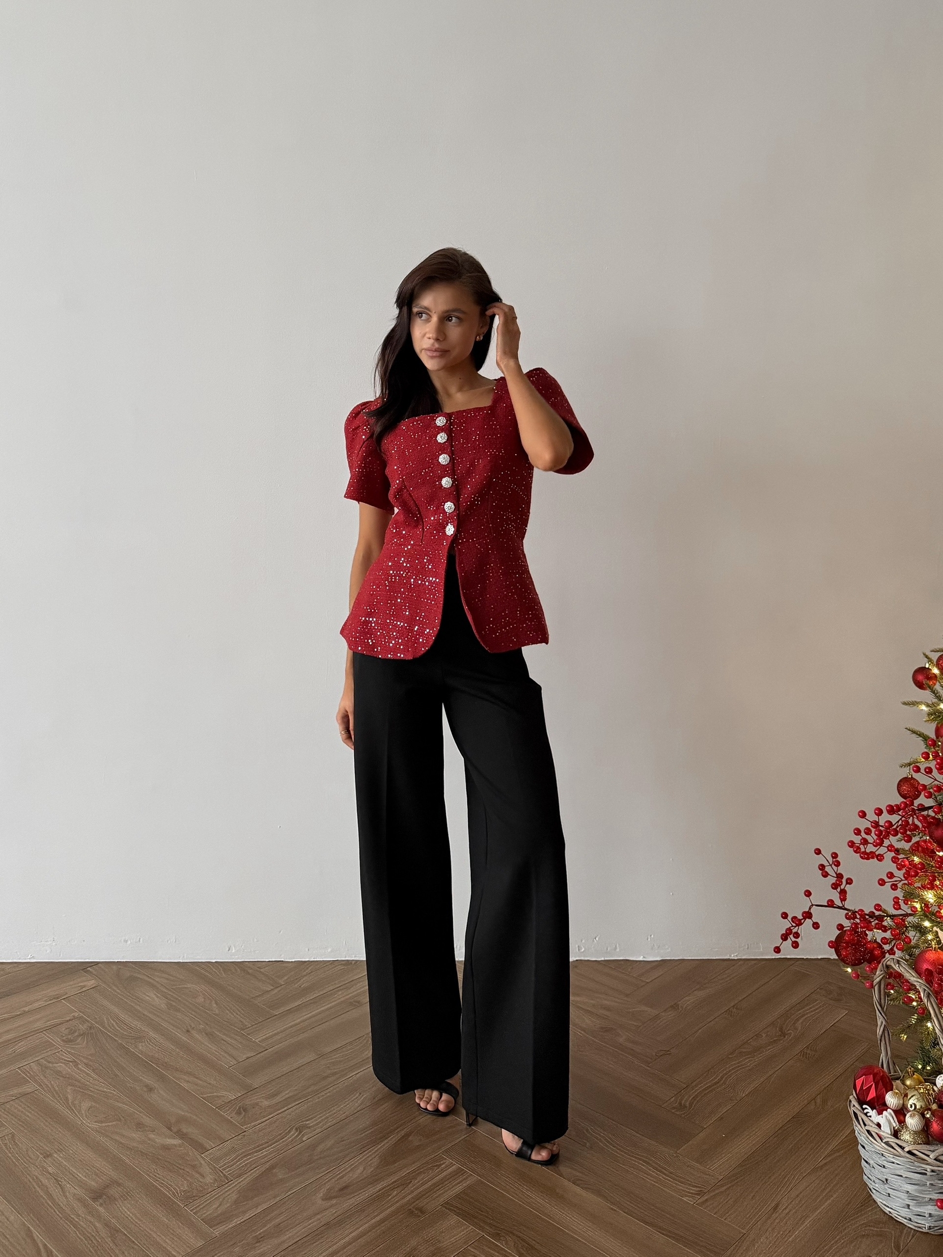 Блуза Ifer на пуговках+паетки+ремень