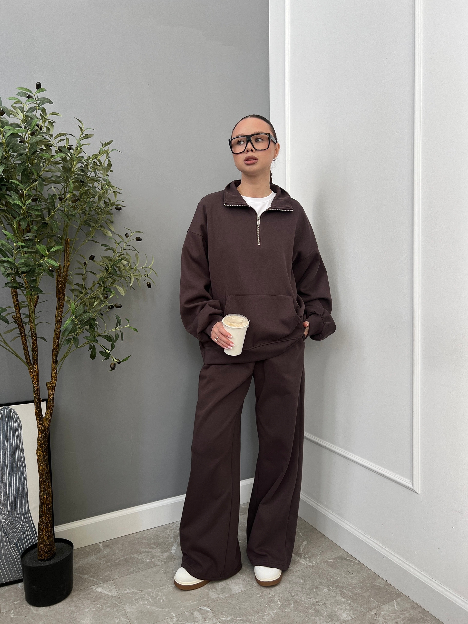 Костюм W9452 свитшот на замке+джоггеры