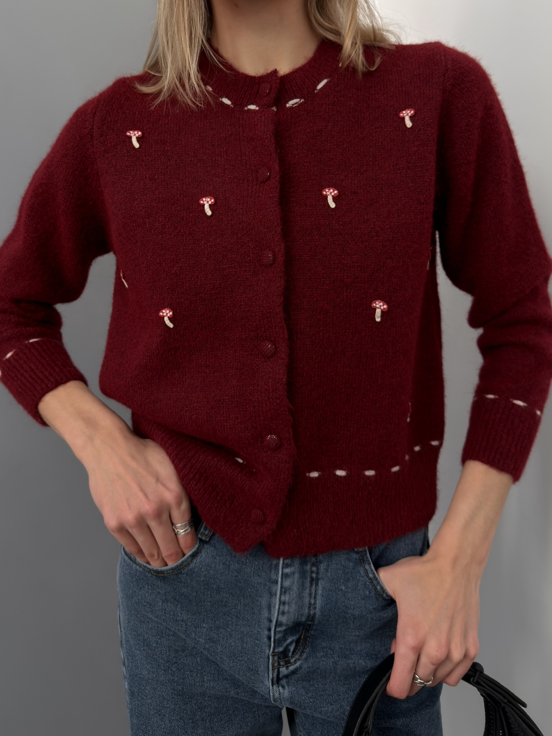 Кардиган на пуговках+грибочки