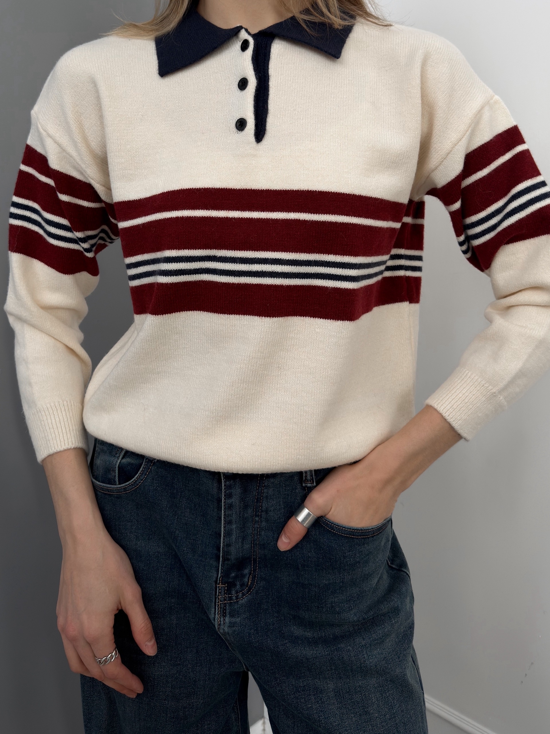 Джемпер поло  8143 в полоску