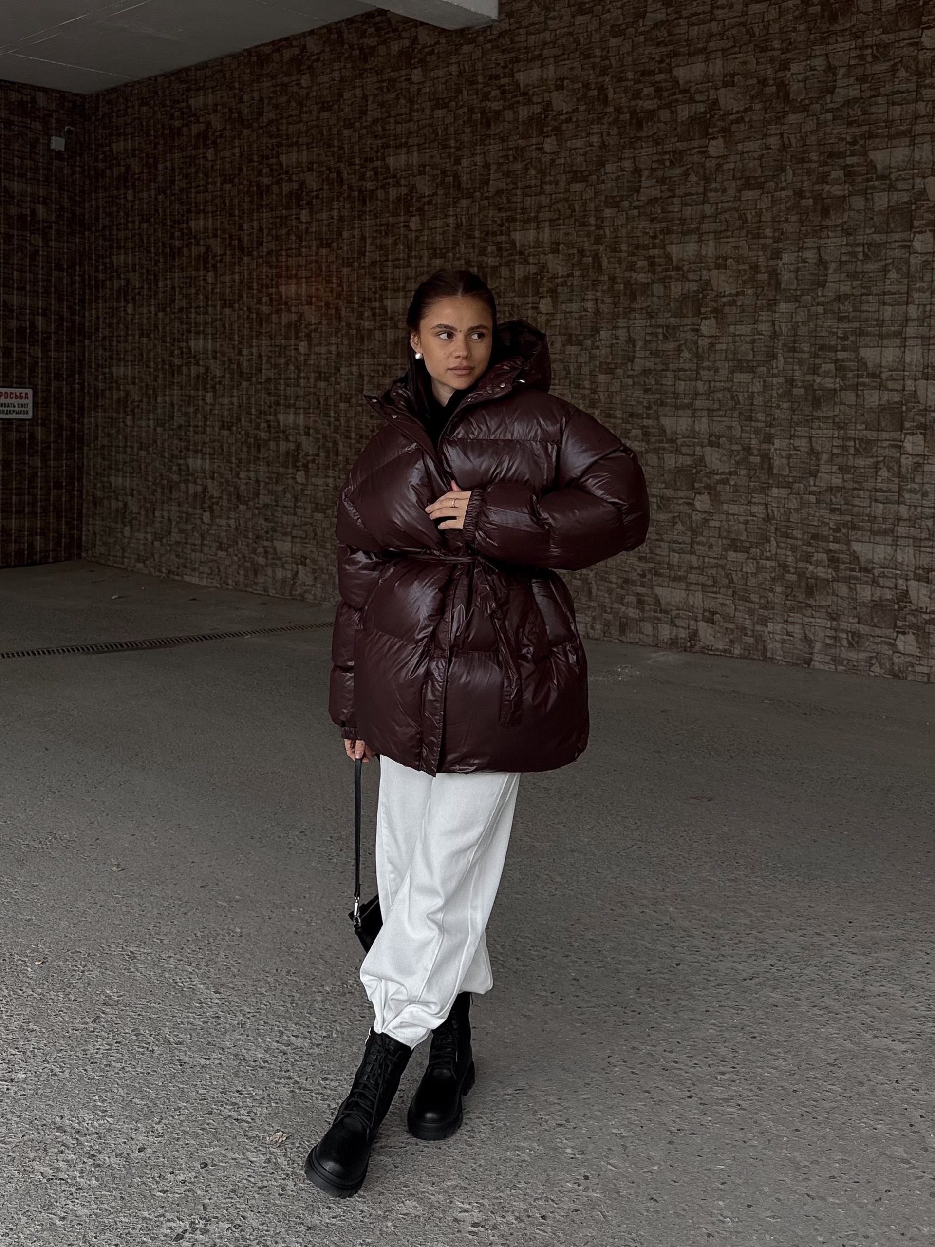 Куртка Fashion 80933 глянец с поясом