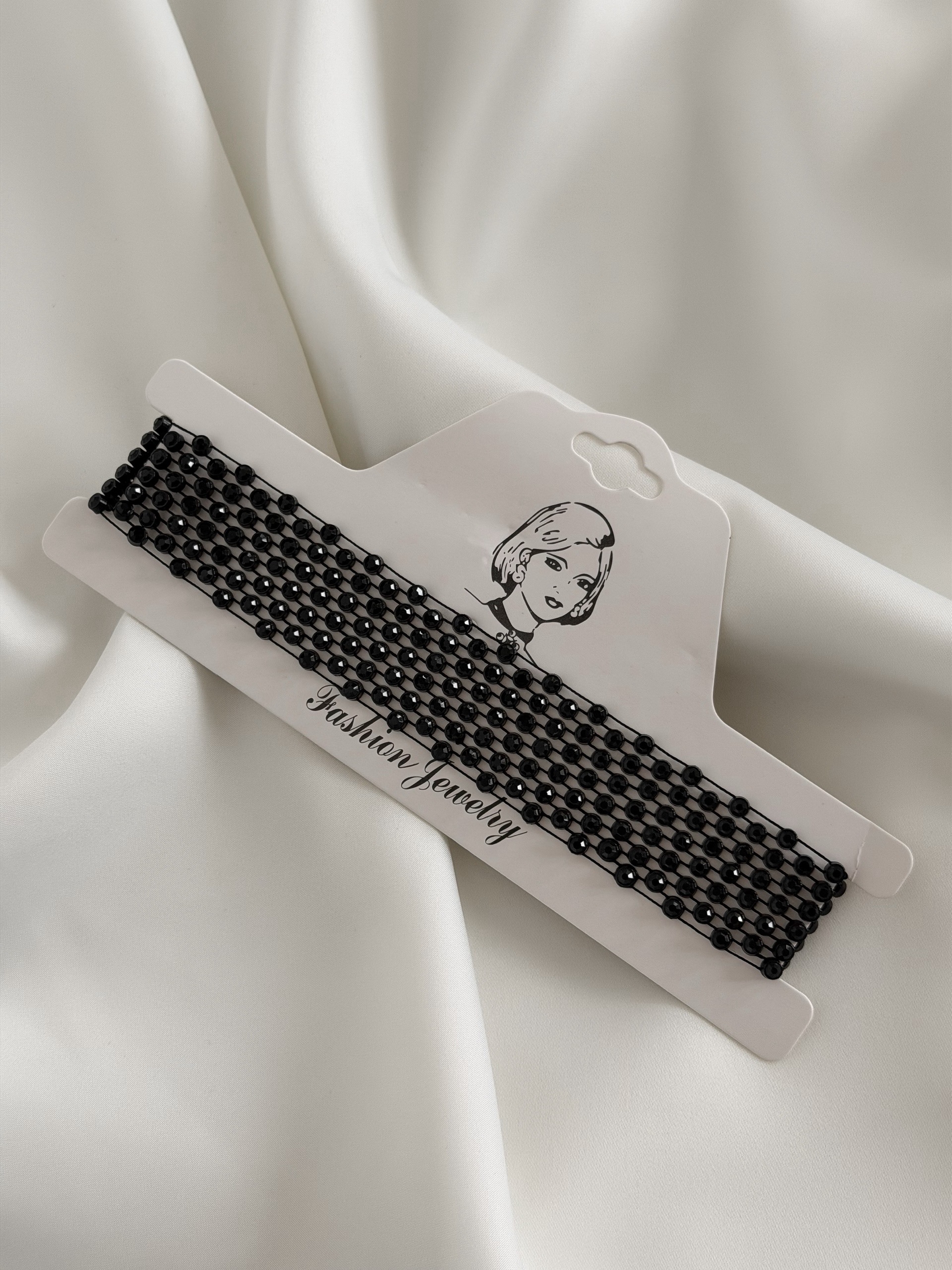 Чокер сетка стразы средний