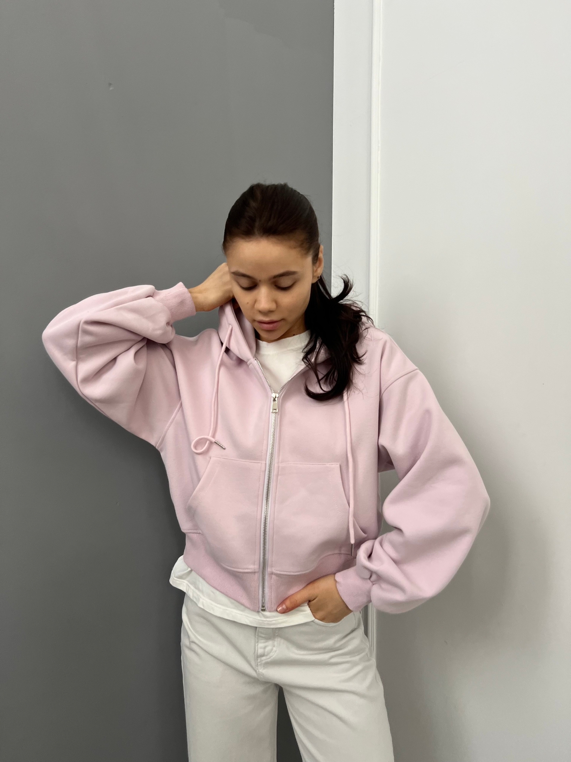 Кофта W 9522 на замке с капюшоном