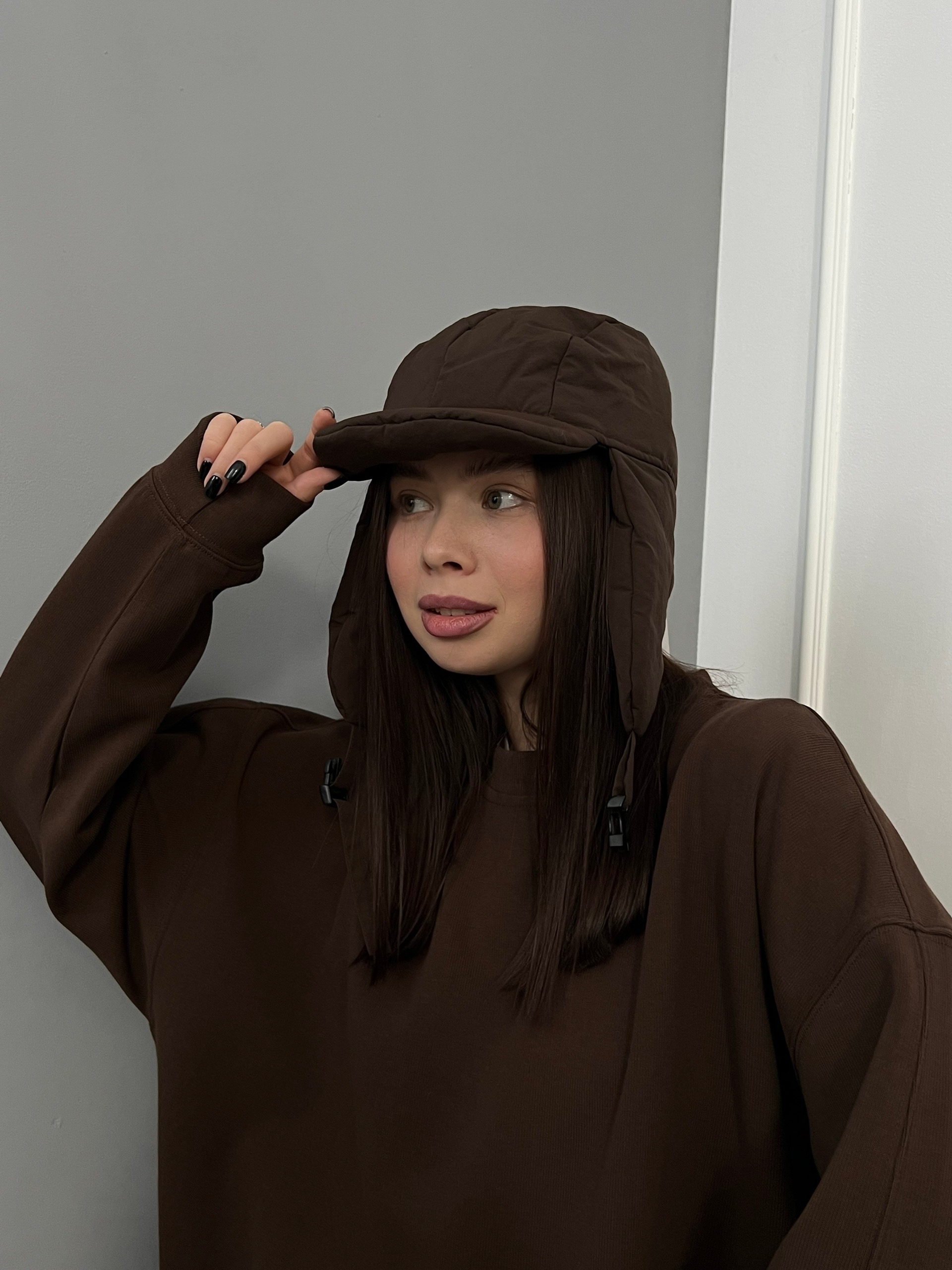 шапка ушанка The hong ba  болоньевая