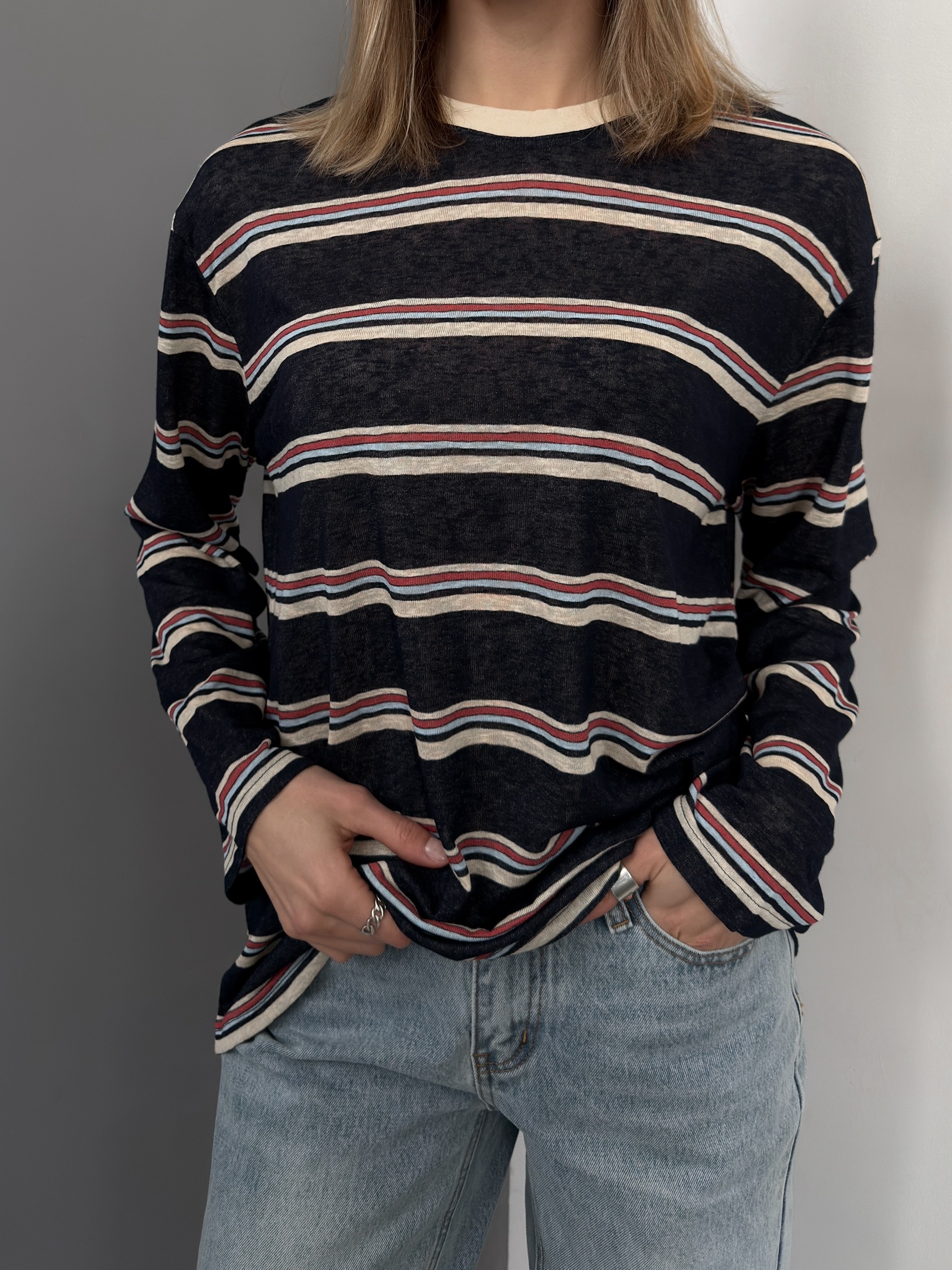 Лонгслив полоска Golly тонкая вязка