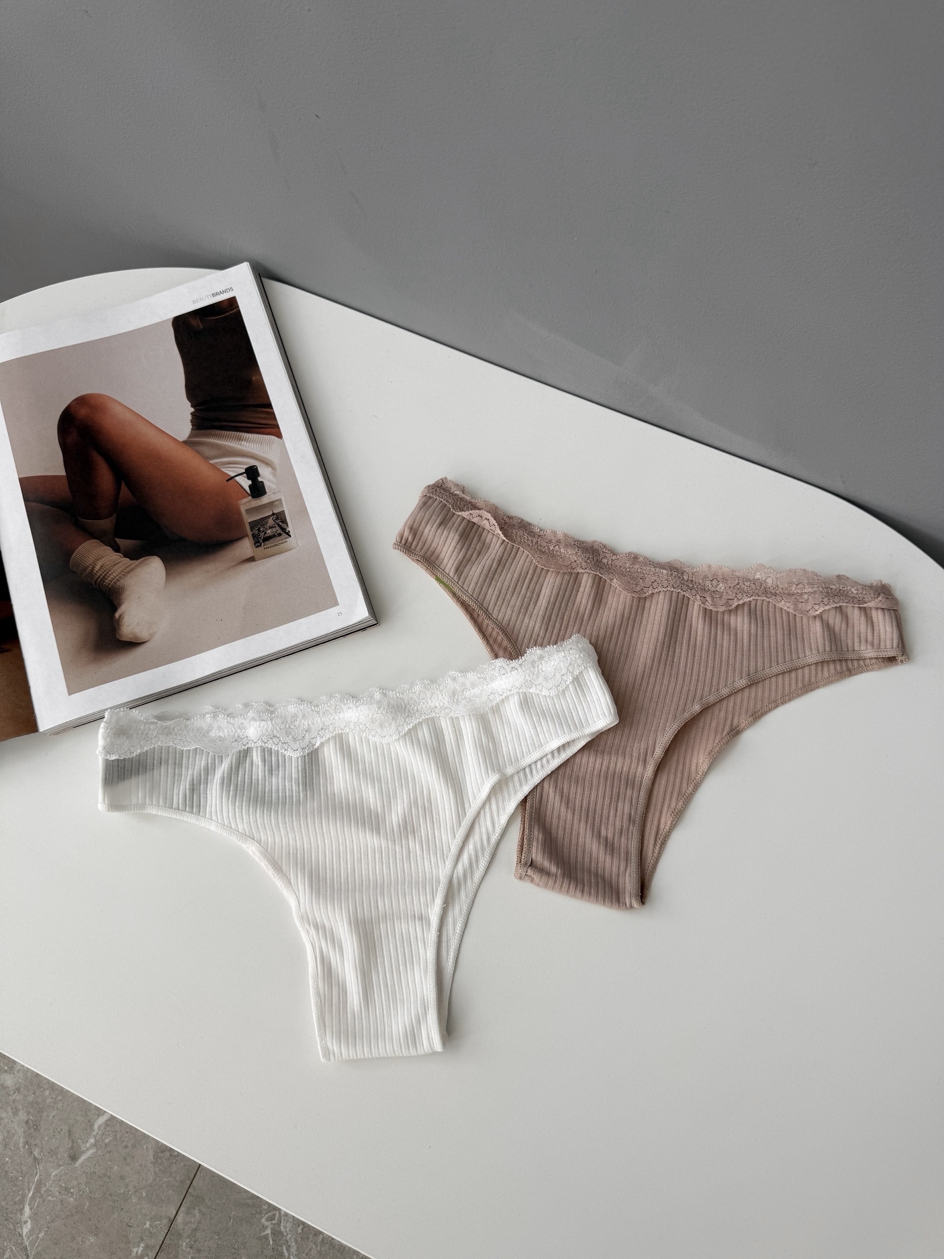 Трусы Vanilya Secret 160  в рубчик рюши