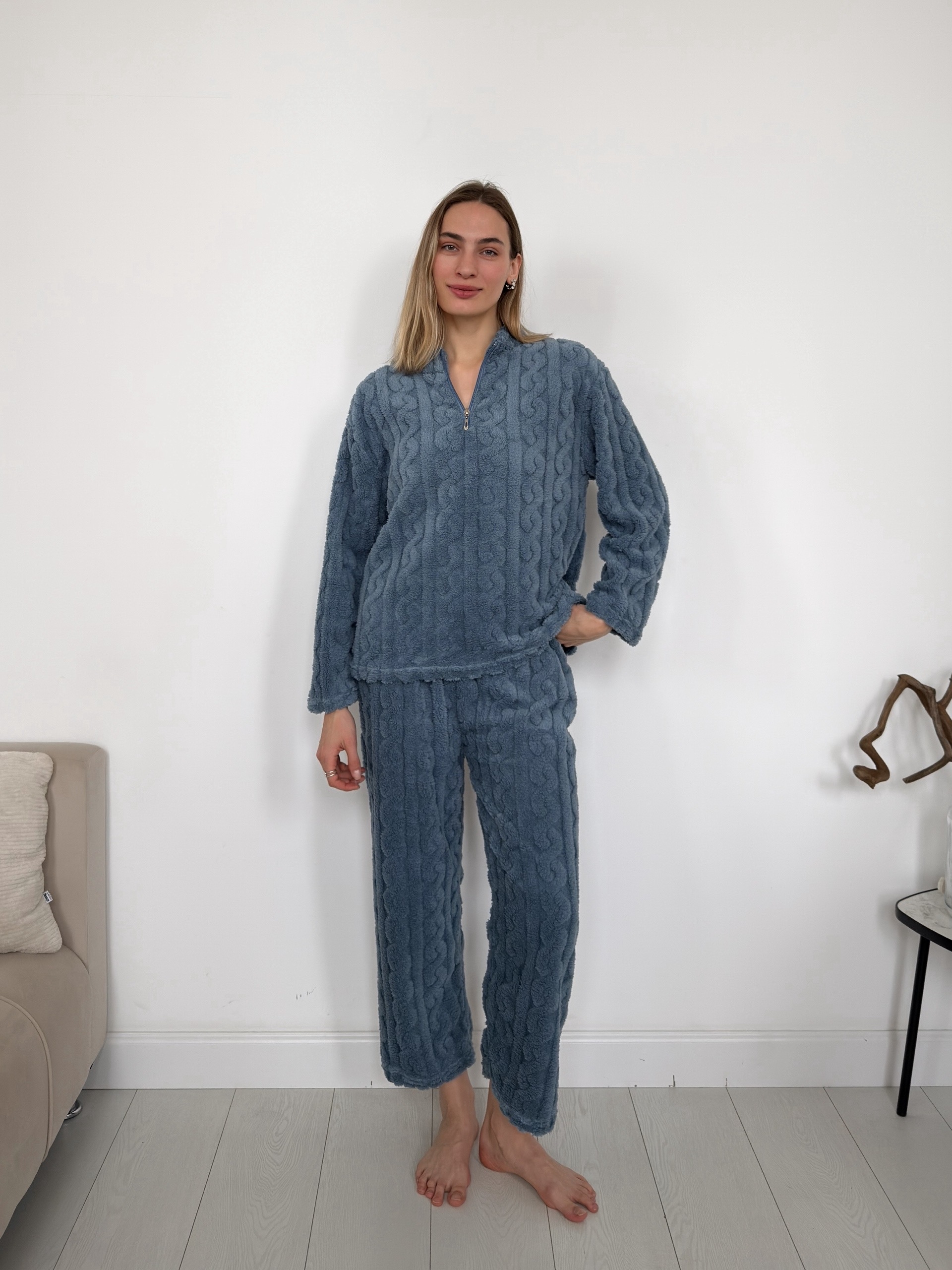 Костюм домашний пушистый кофта на замке