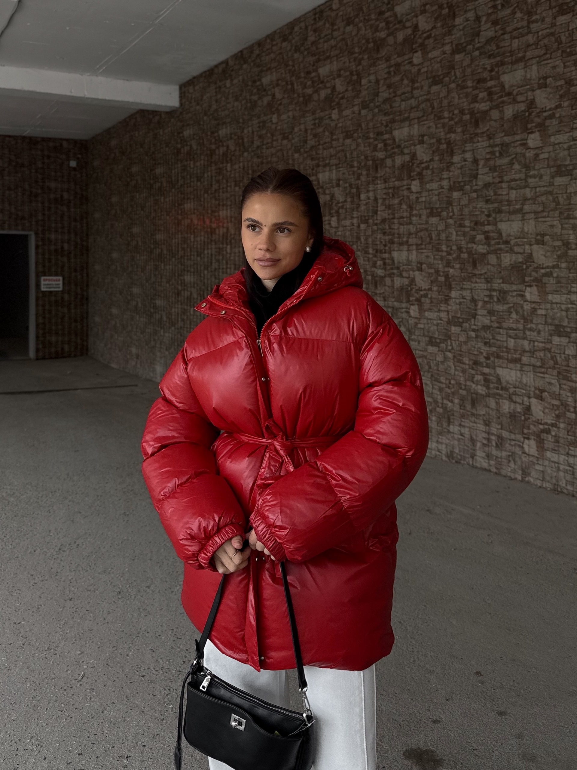 Куртка Fashion 80933 глянец с поясом