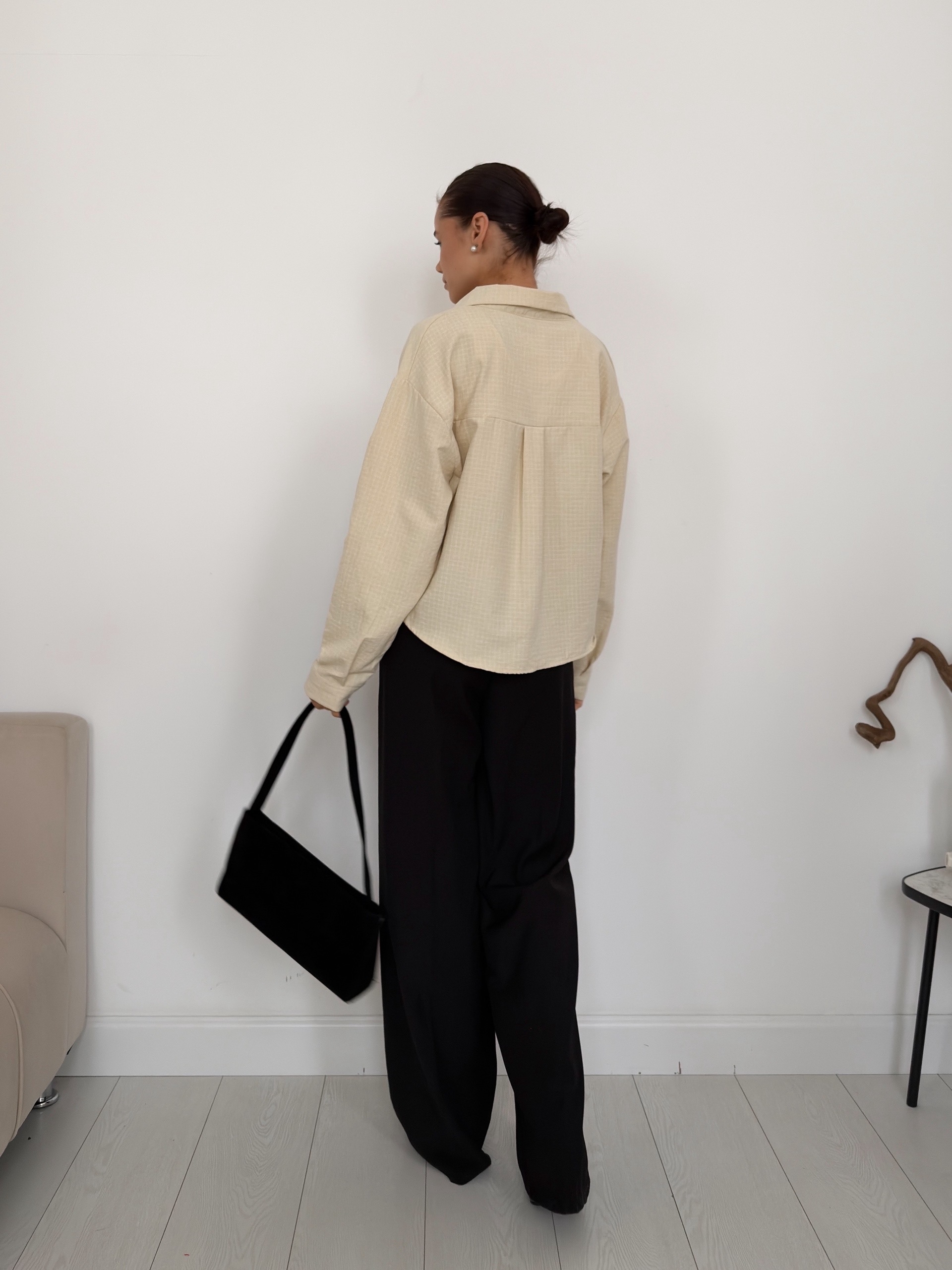 Рубашка Fashion 8985 в клетку+майка+цепочка