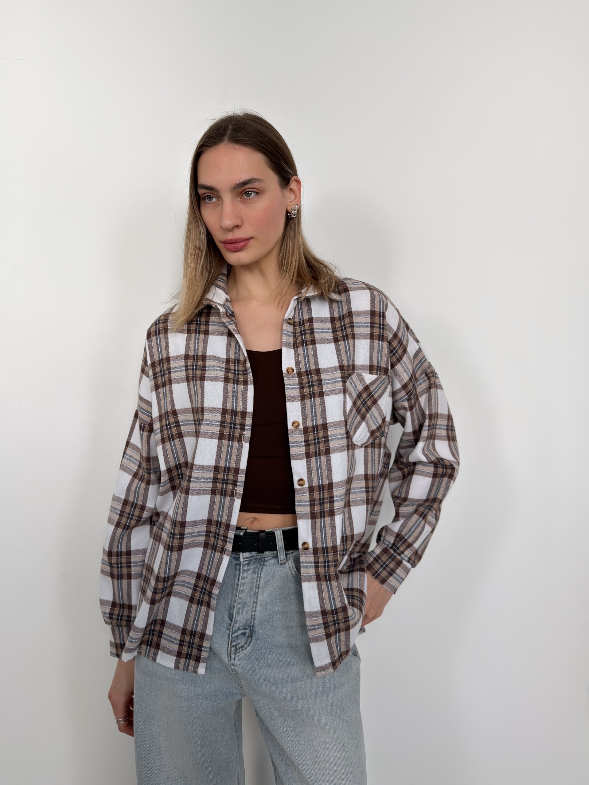 Рубашка клетка 601 на пуговках