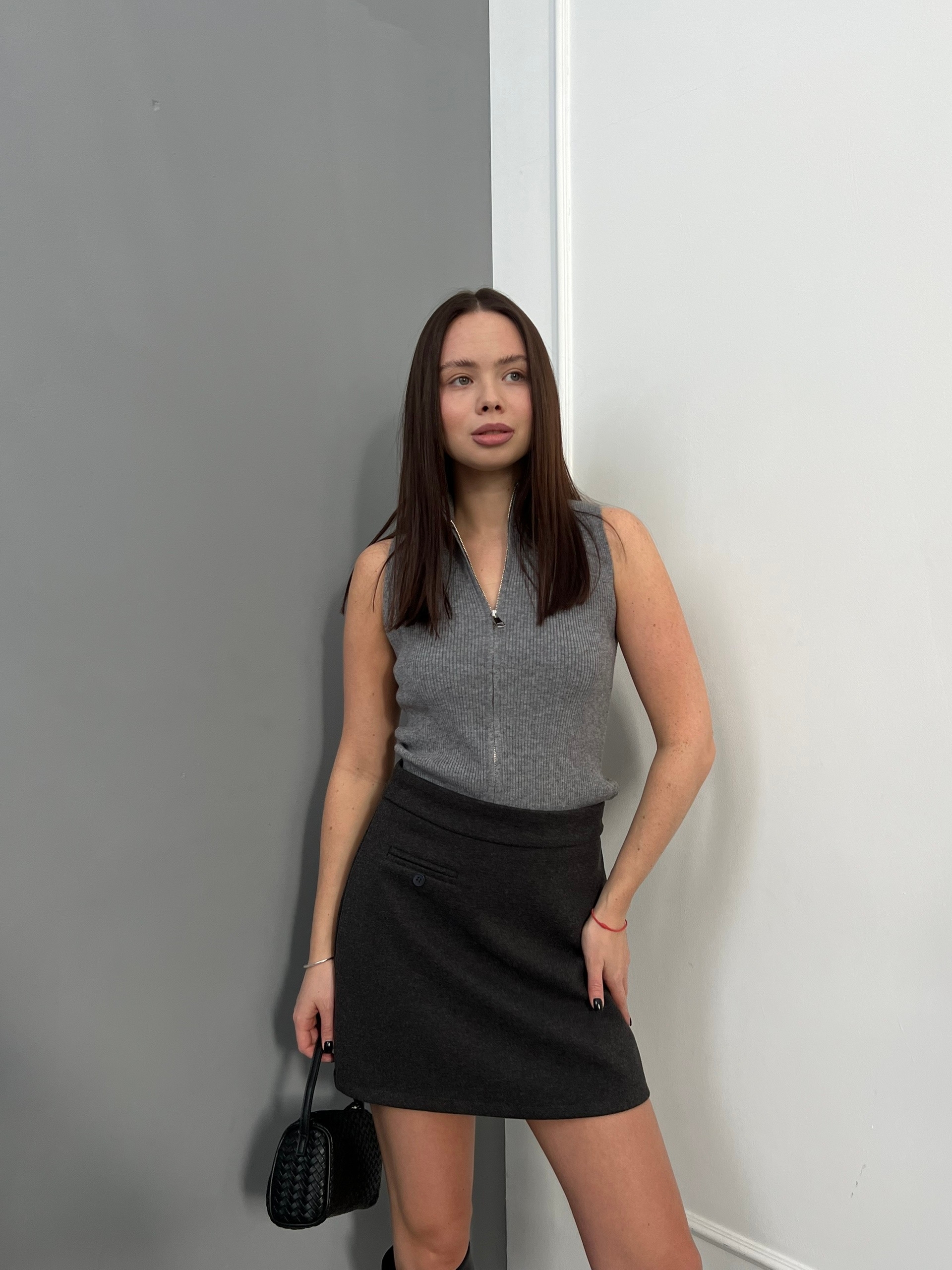 Майка Korea 299  на молнии в рубчик