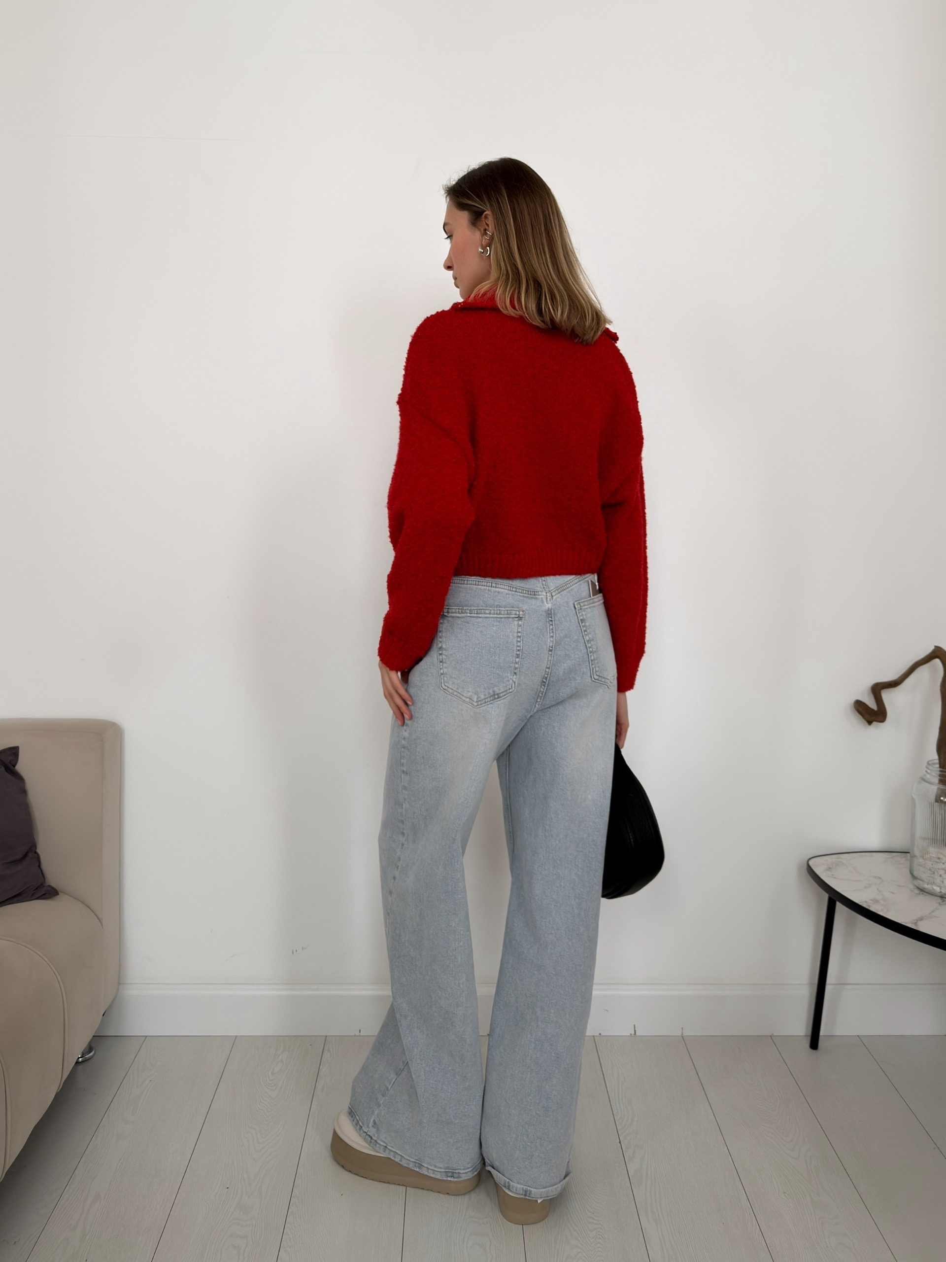 Джемпер Korea F1090 поло на молнии барашек