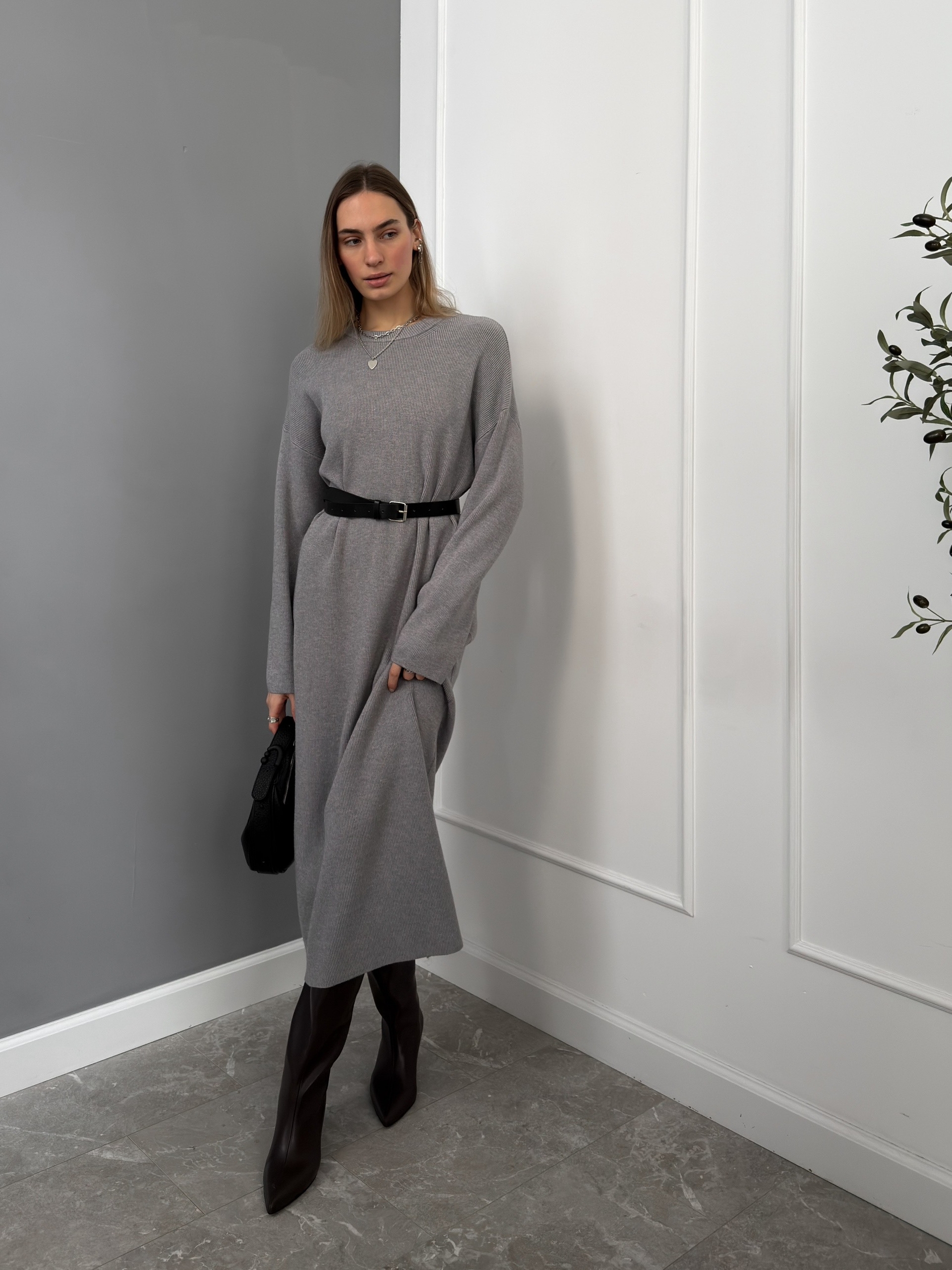 Платье 12066 длинный рукав+ ремень