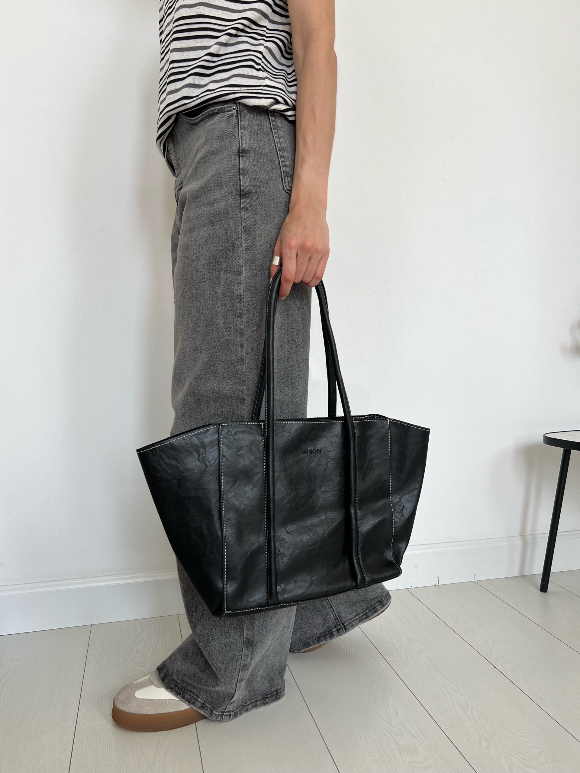 Шопер кожаный fashion с косметичкой