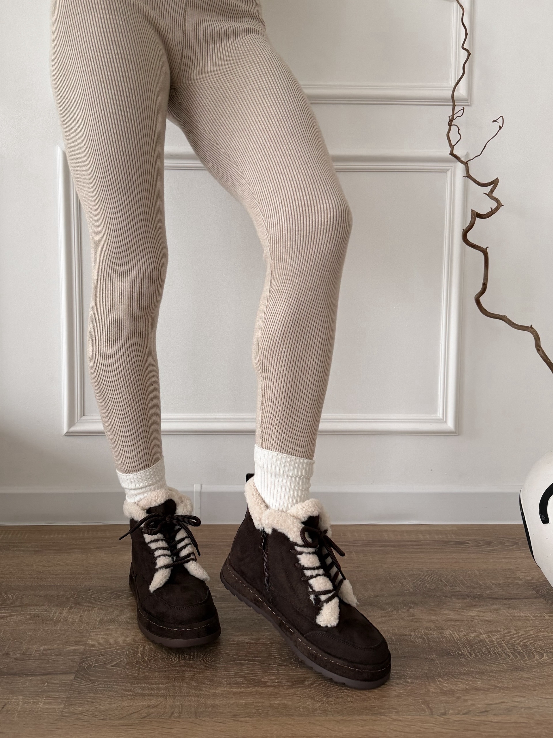 Ботинки Perfect B330 вставка барашек шнуровка