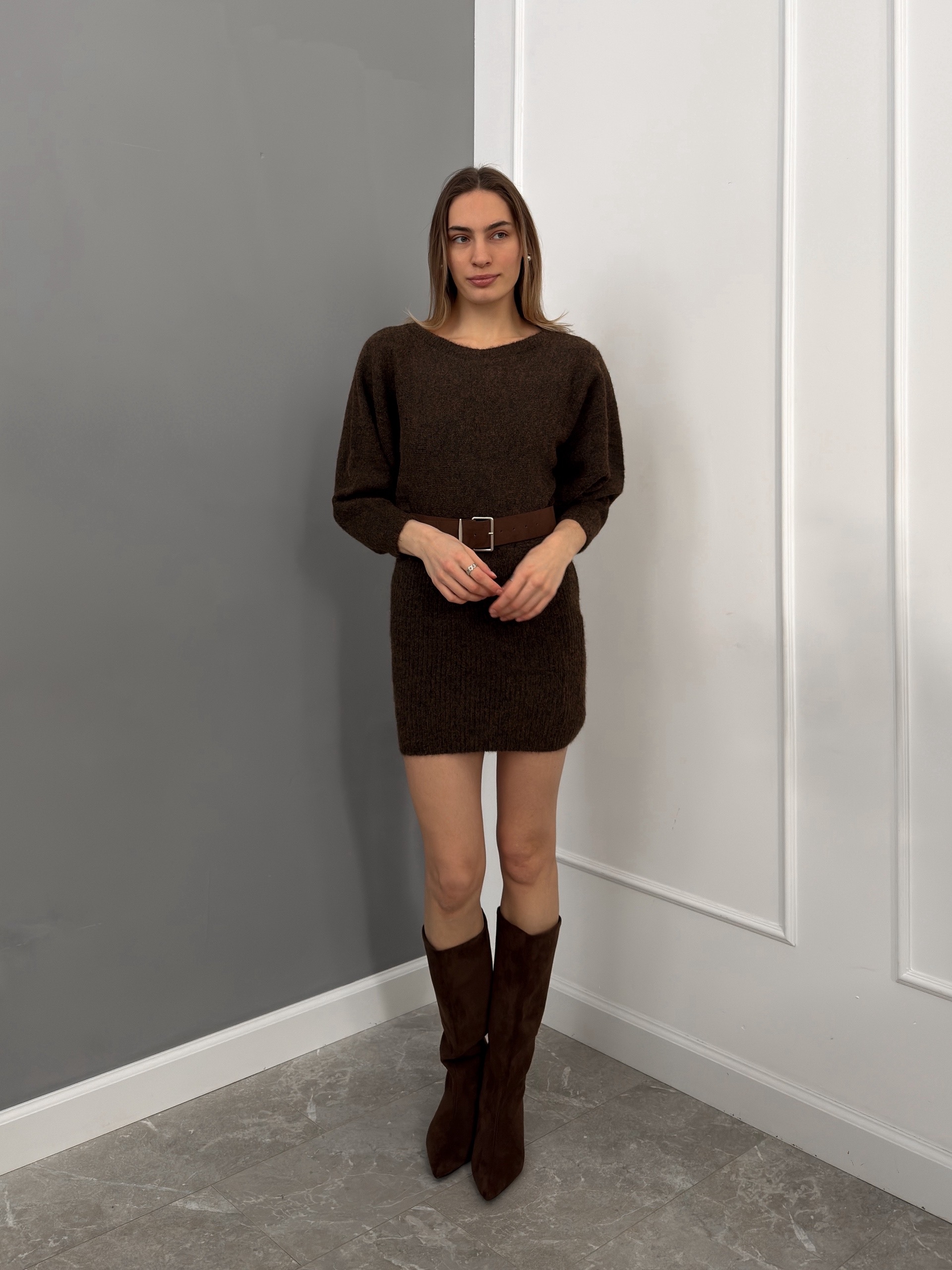 Платье S Anxi 5907 с ремнем трикотаж