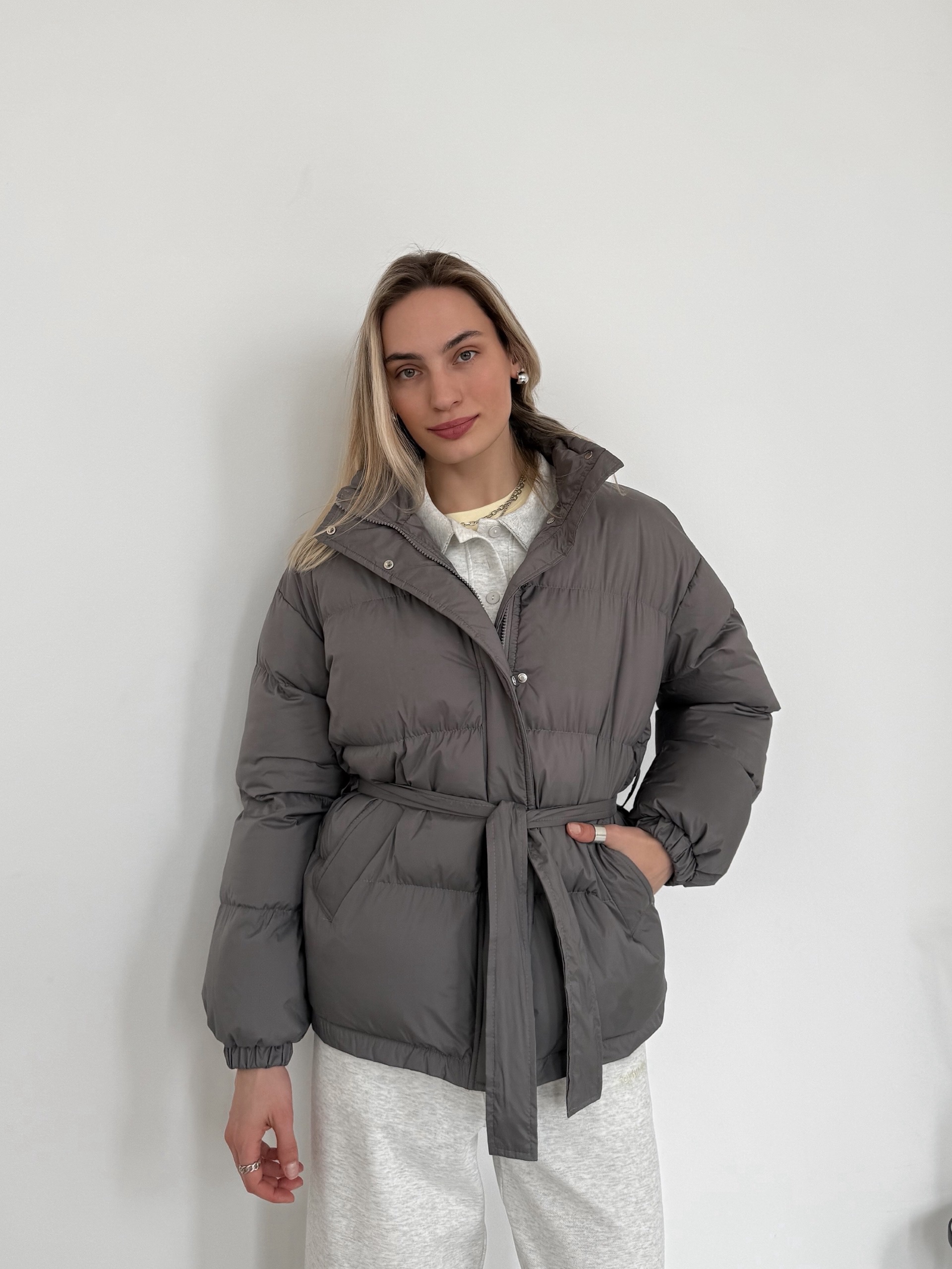 Куртка Hlkodo 2920 с поясом без капюшона