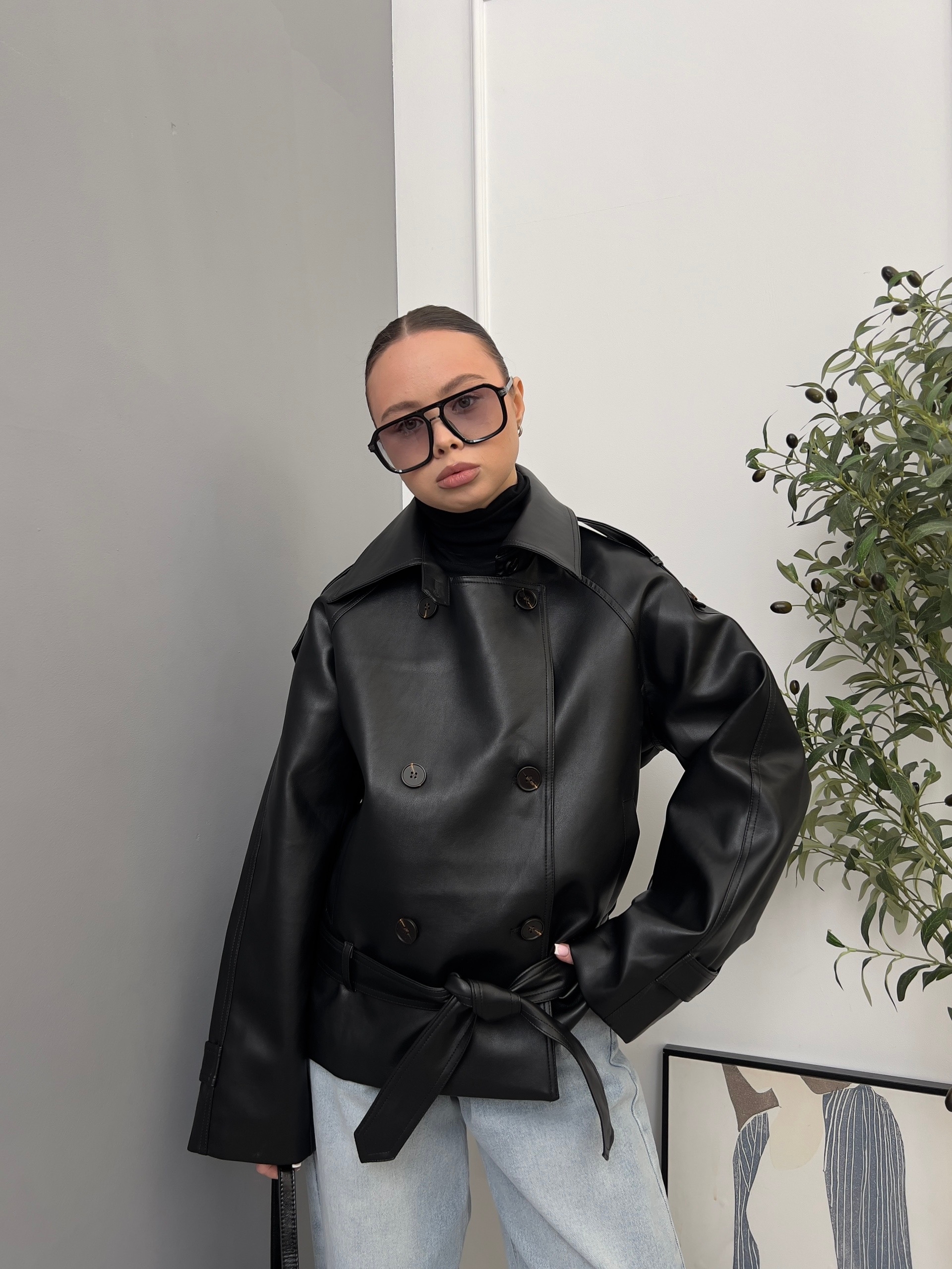 Кожанка W 9371 с поясом