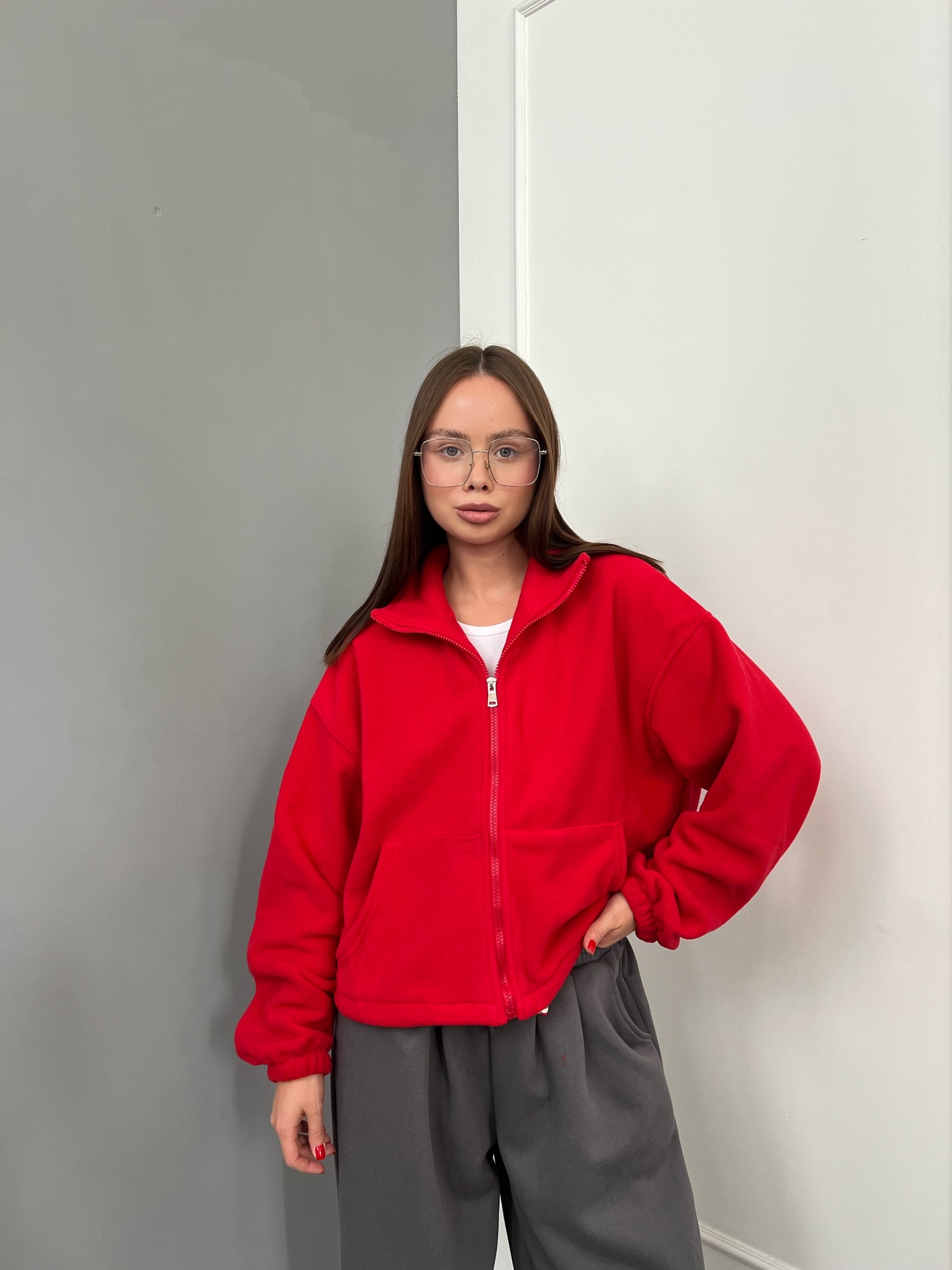 Свитшот W9474 на замке флисовый