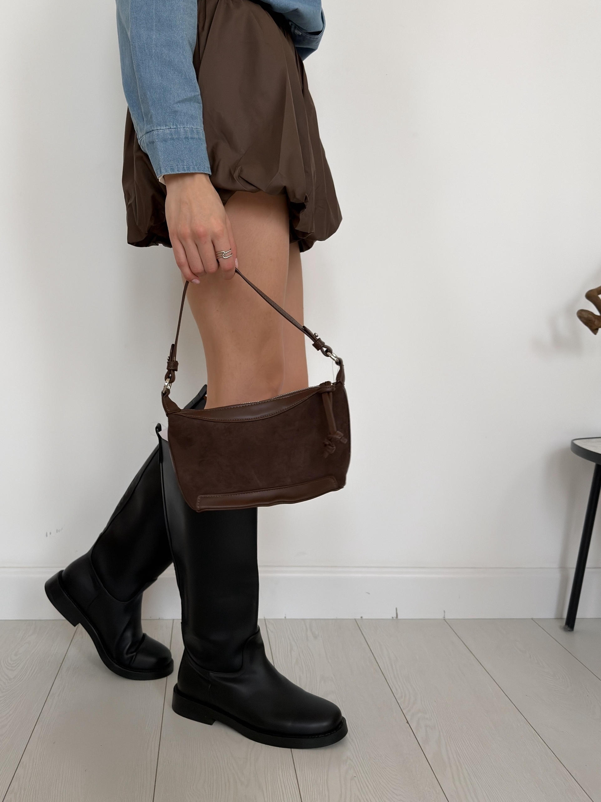 Сумка A26 замша кожаные вставки