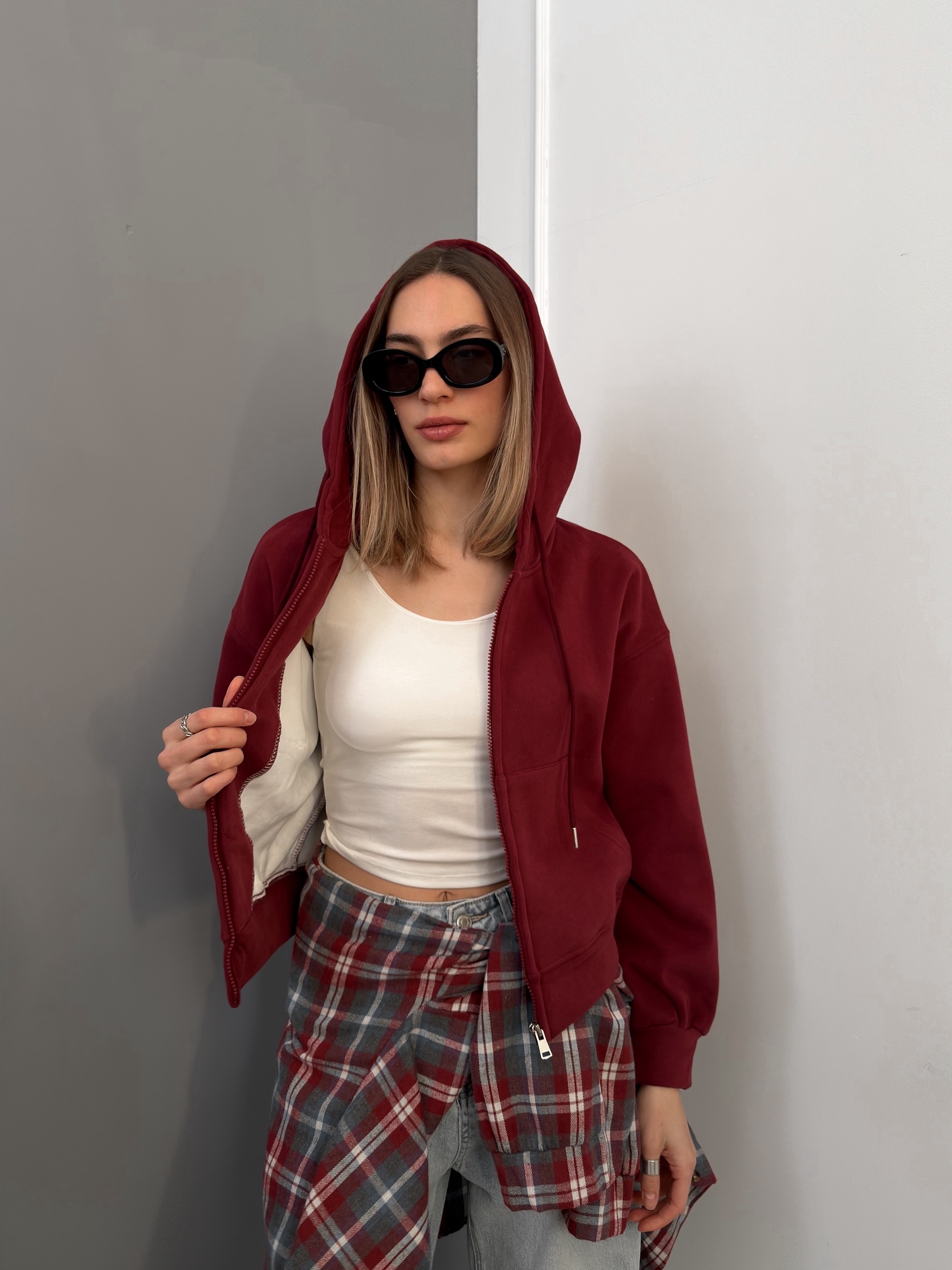 Худи W9095-1 на молнии флис