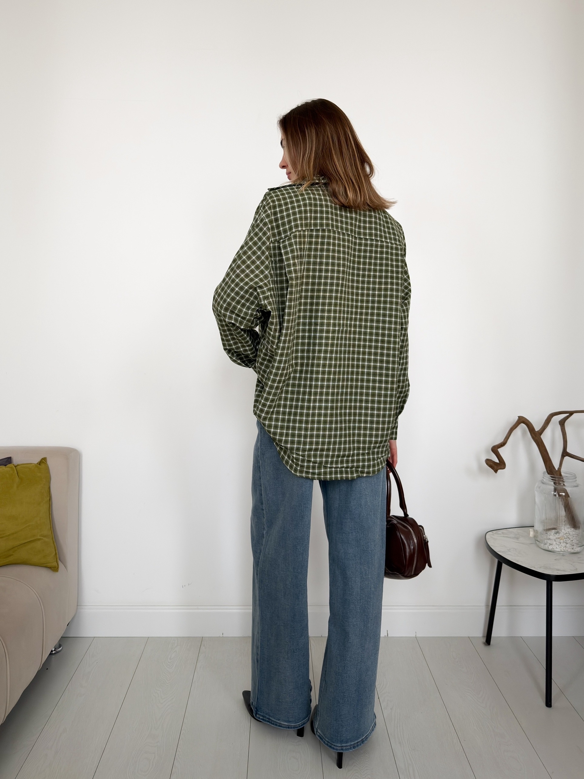 Рубашка ROOM 61028 клетка подплечники