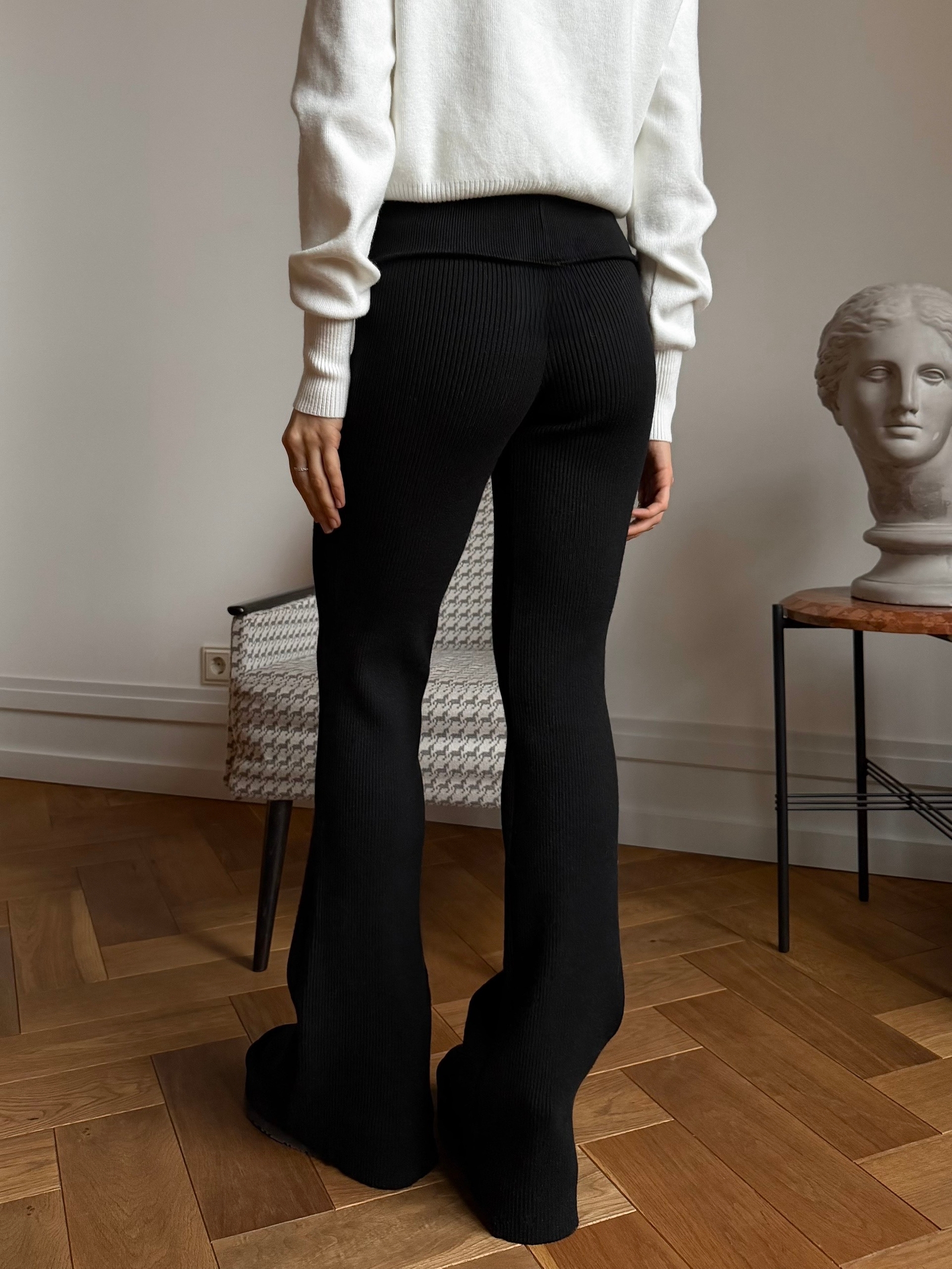 Лосины клеш 9188 в рубчик теплые