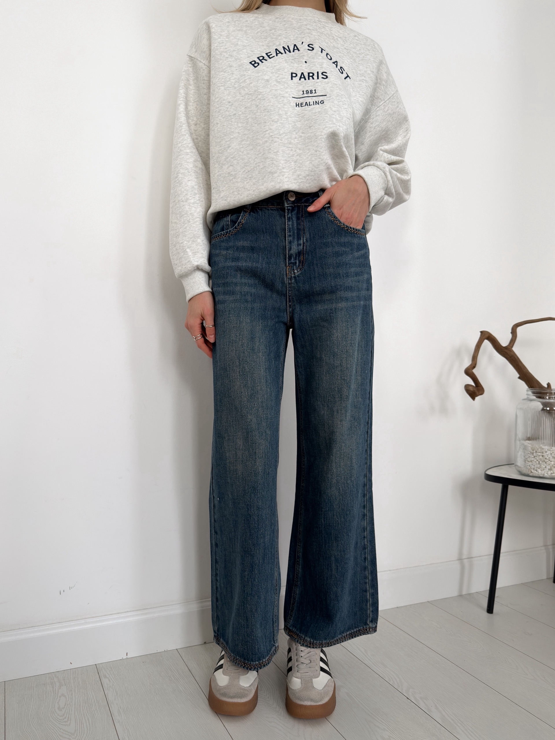 Джинсы HJSFDZ К25087 прямые зигзак на карманах