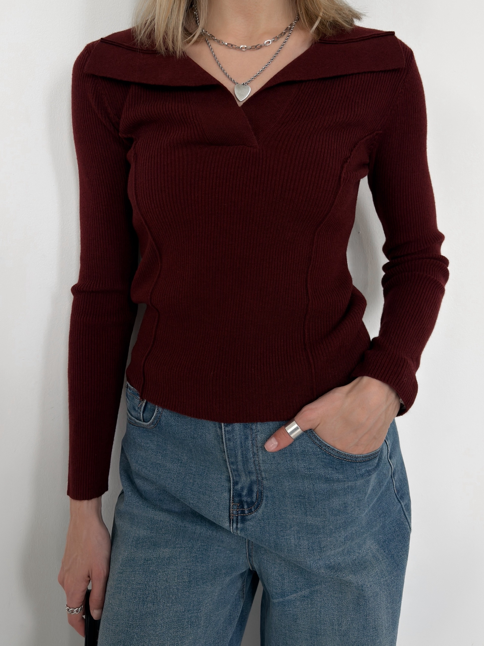 Кофточка LingLi A2110 рубчик треуг вырез