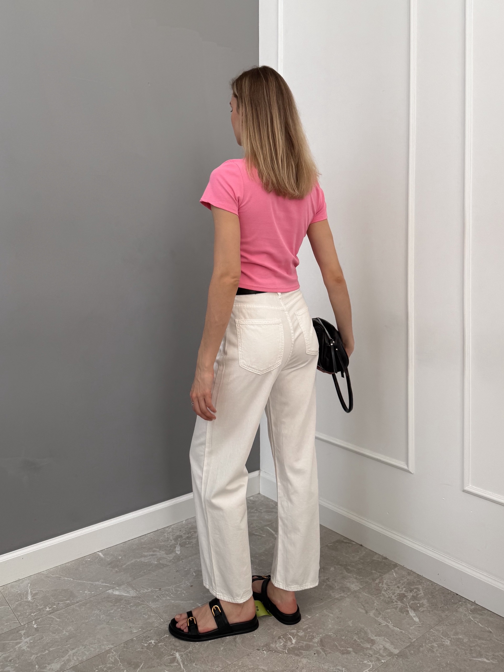 Футболка Korea 695 однотон короткая