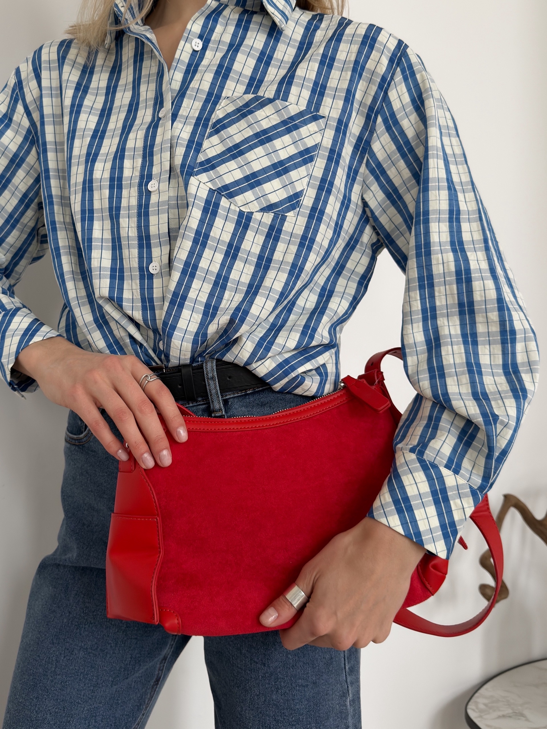 Сумка замша 6207 кожаный ремень