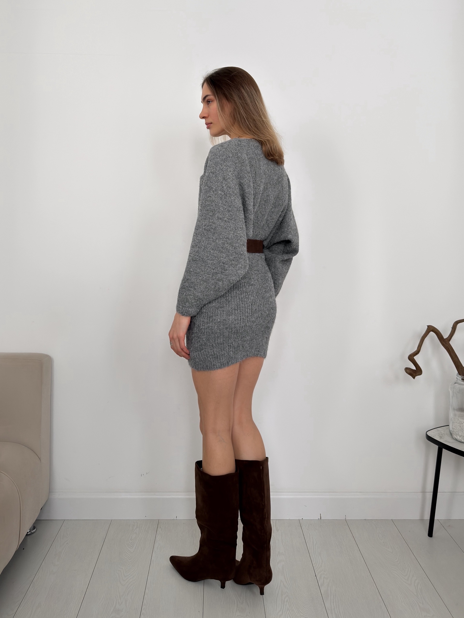 Платье S Anxi 5907 с ремнем трикотаж