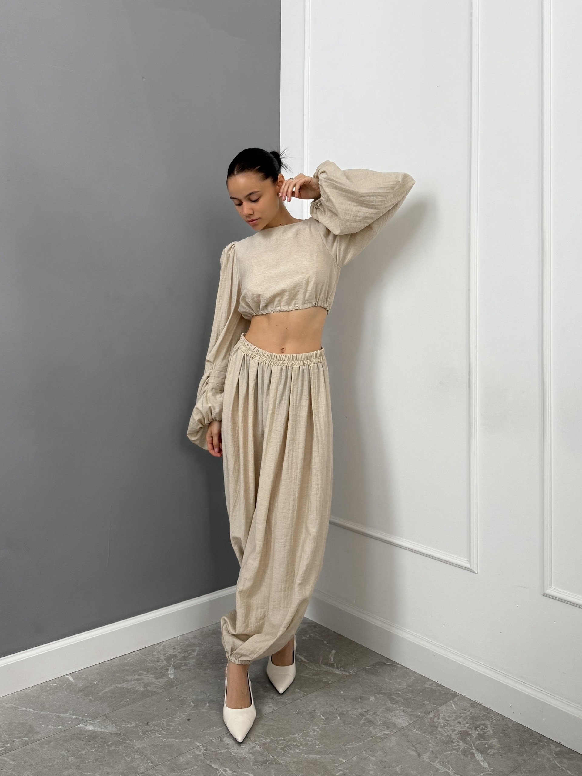 Костюм летний One Collection укороченный кардиган+брюки
