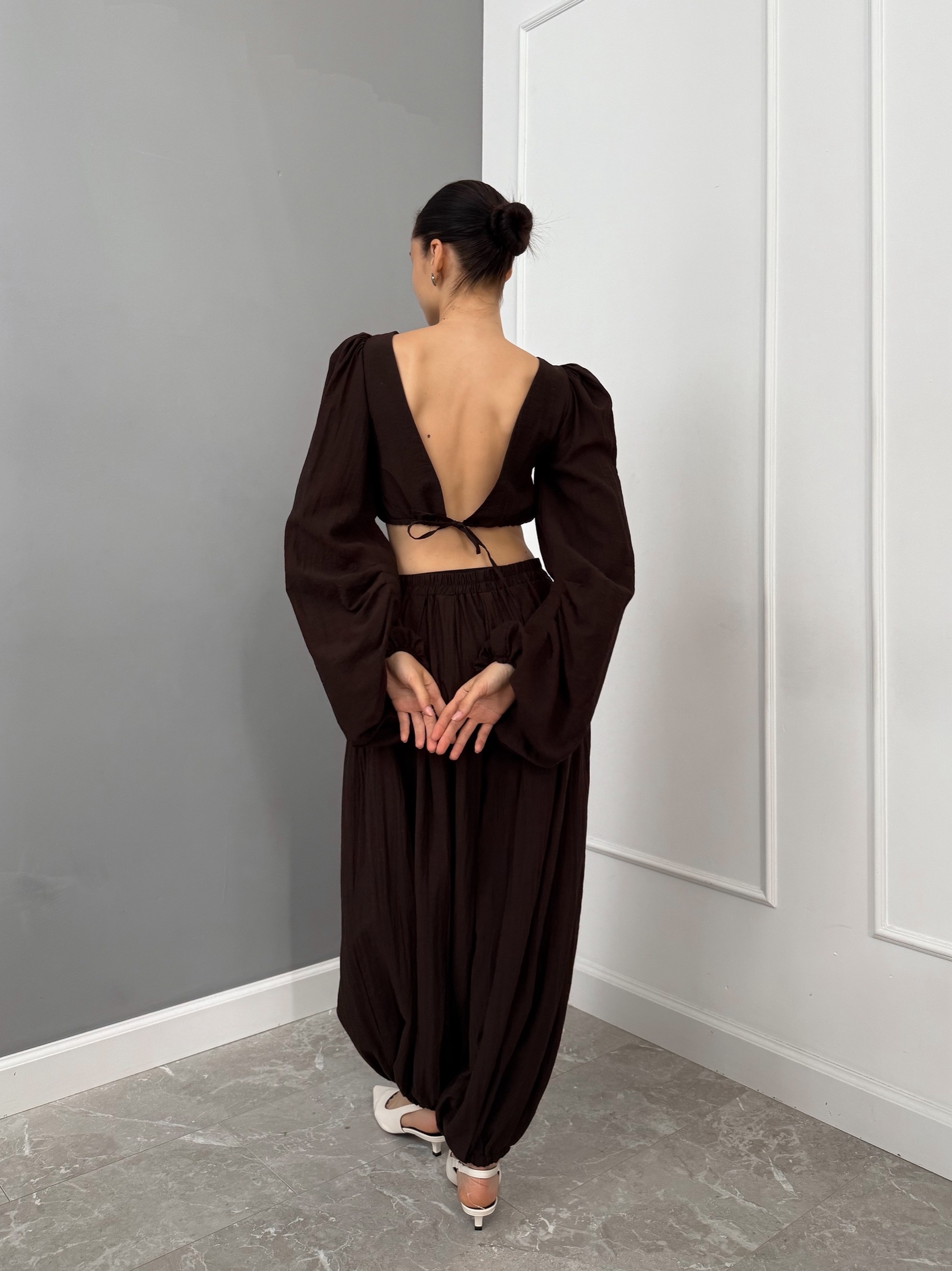 Костюм летний One Collection укороченный кардиган+брюки