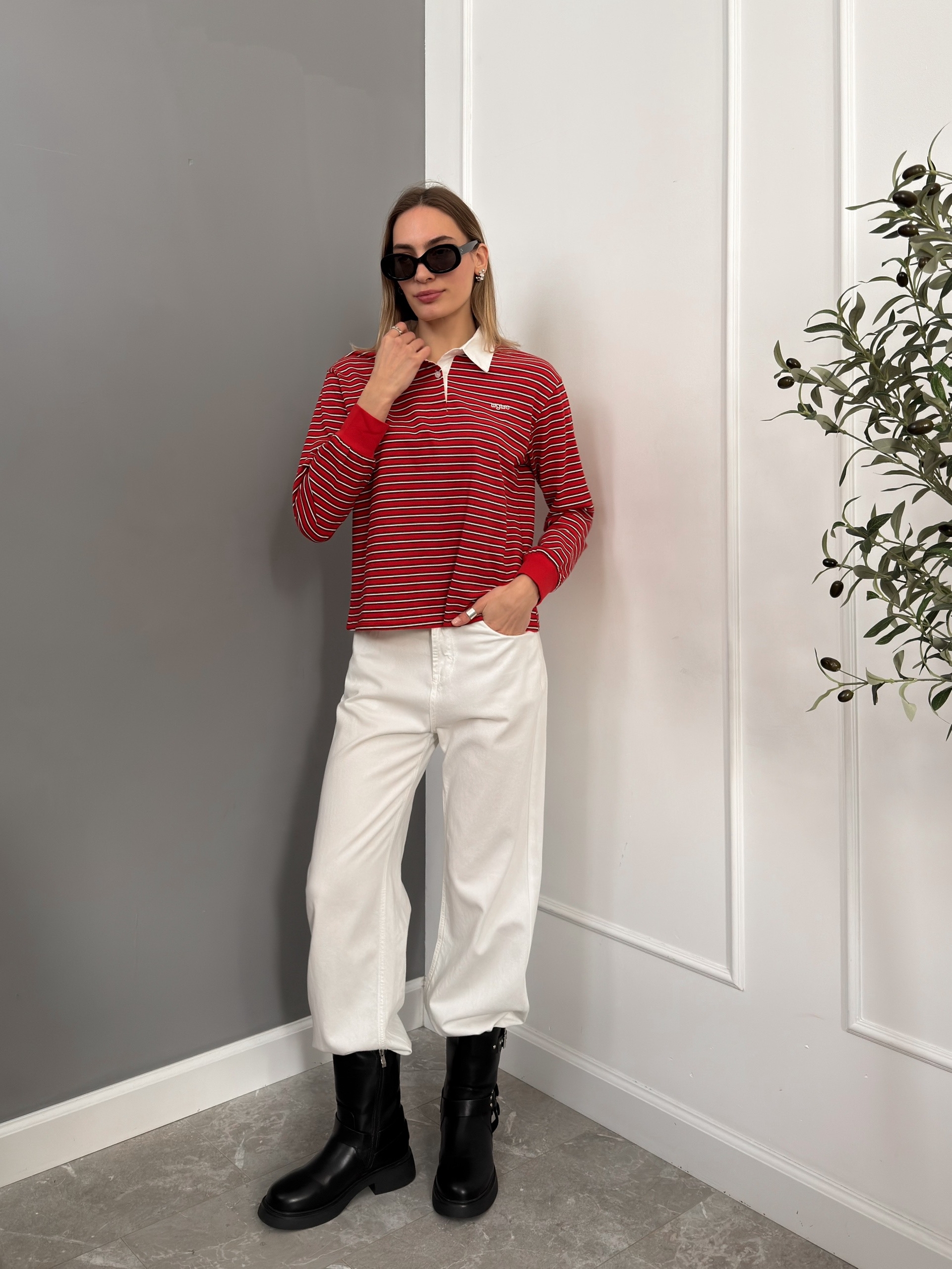 Лонгслив полоска W6779 WG