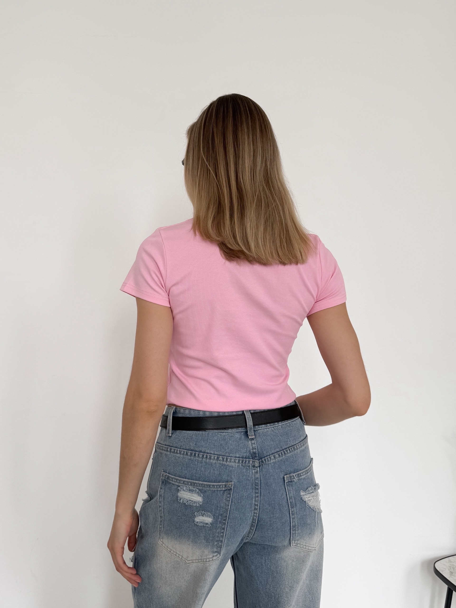 Футболка Korea 695 однотон короткая