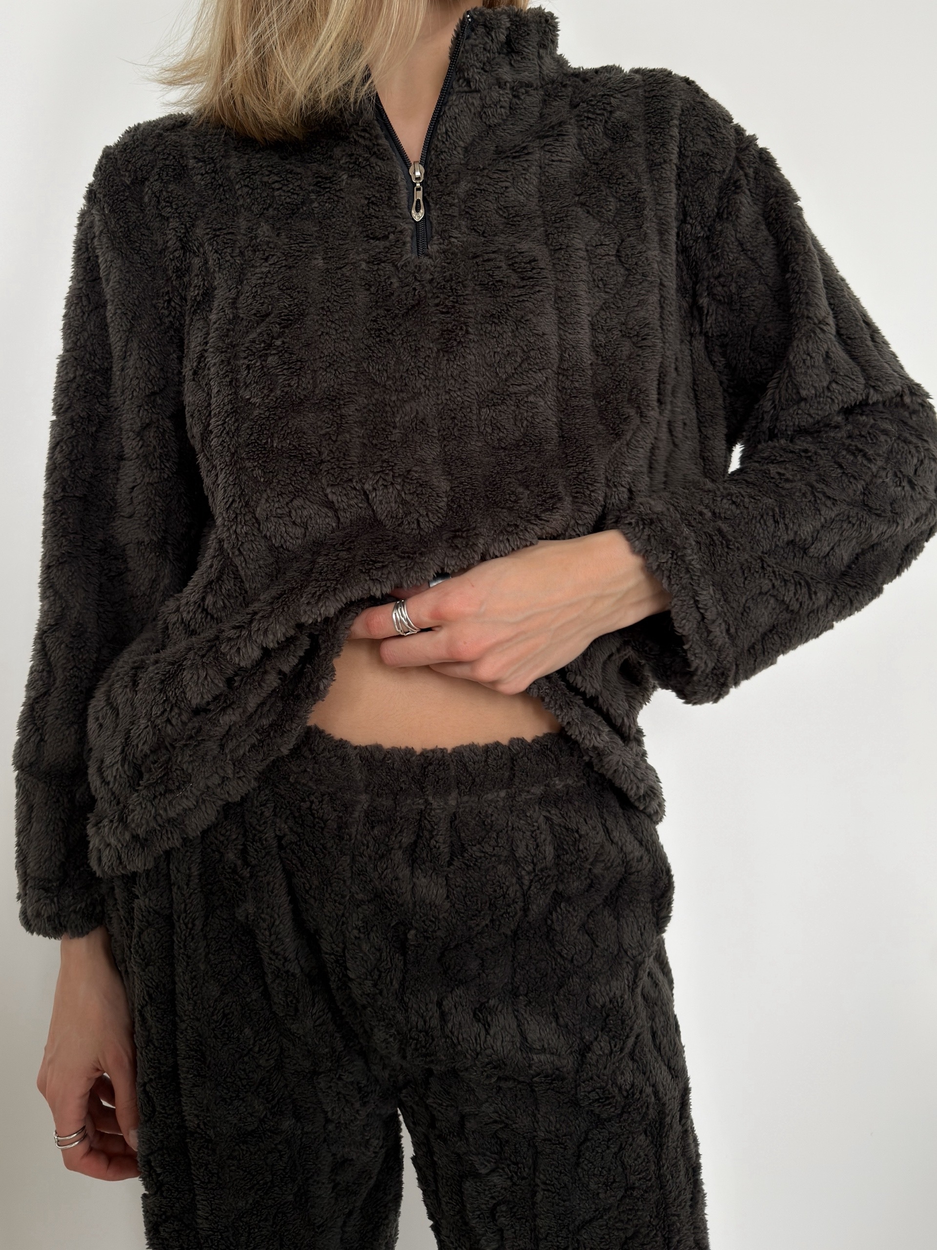 Костюм домашний пушистый кофта на замке