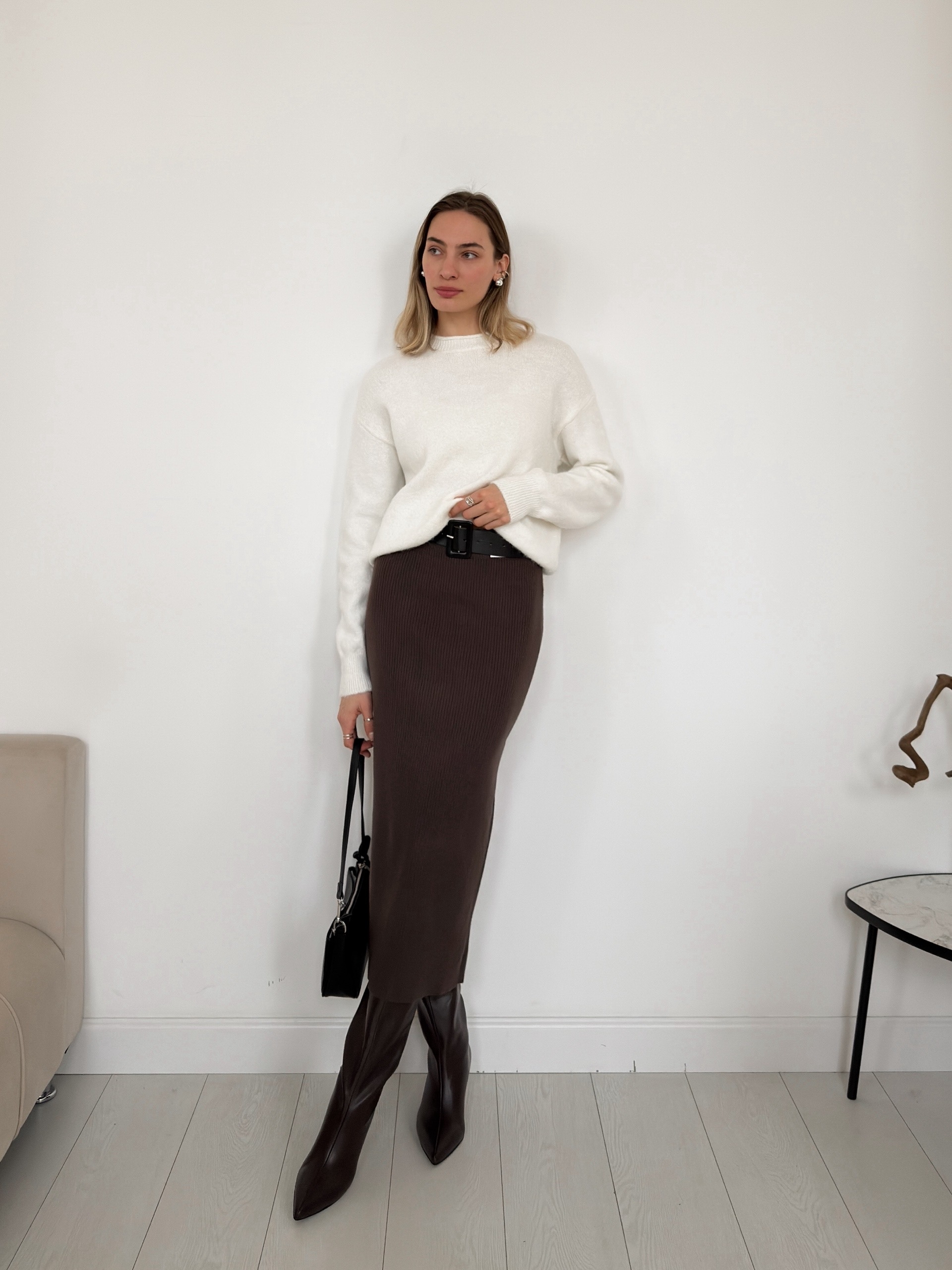 Юбка трикотажная с ремнем 6015-2