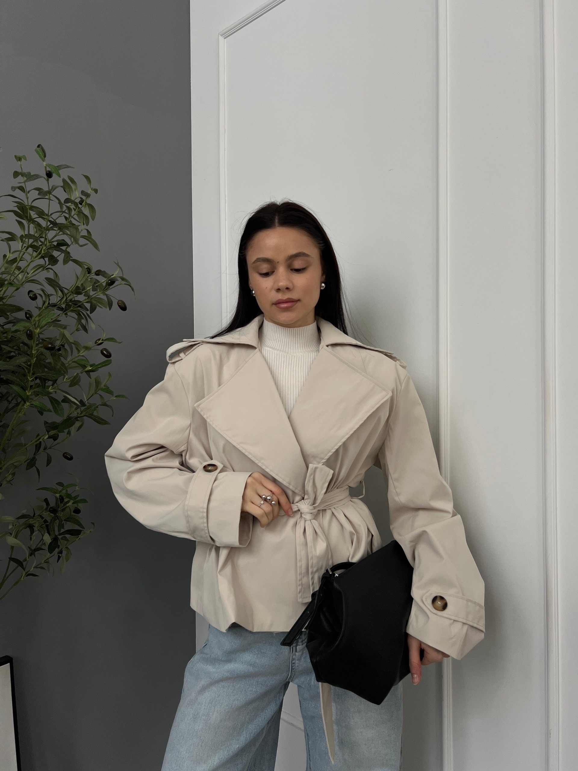Тренч Cherry укороченный плотная ткань