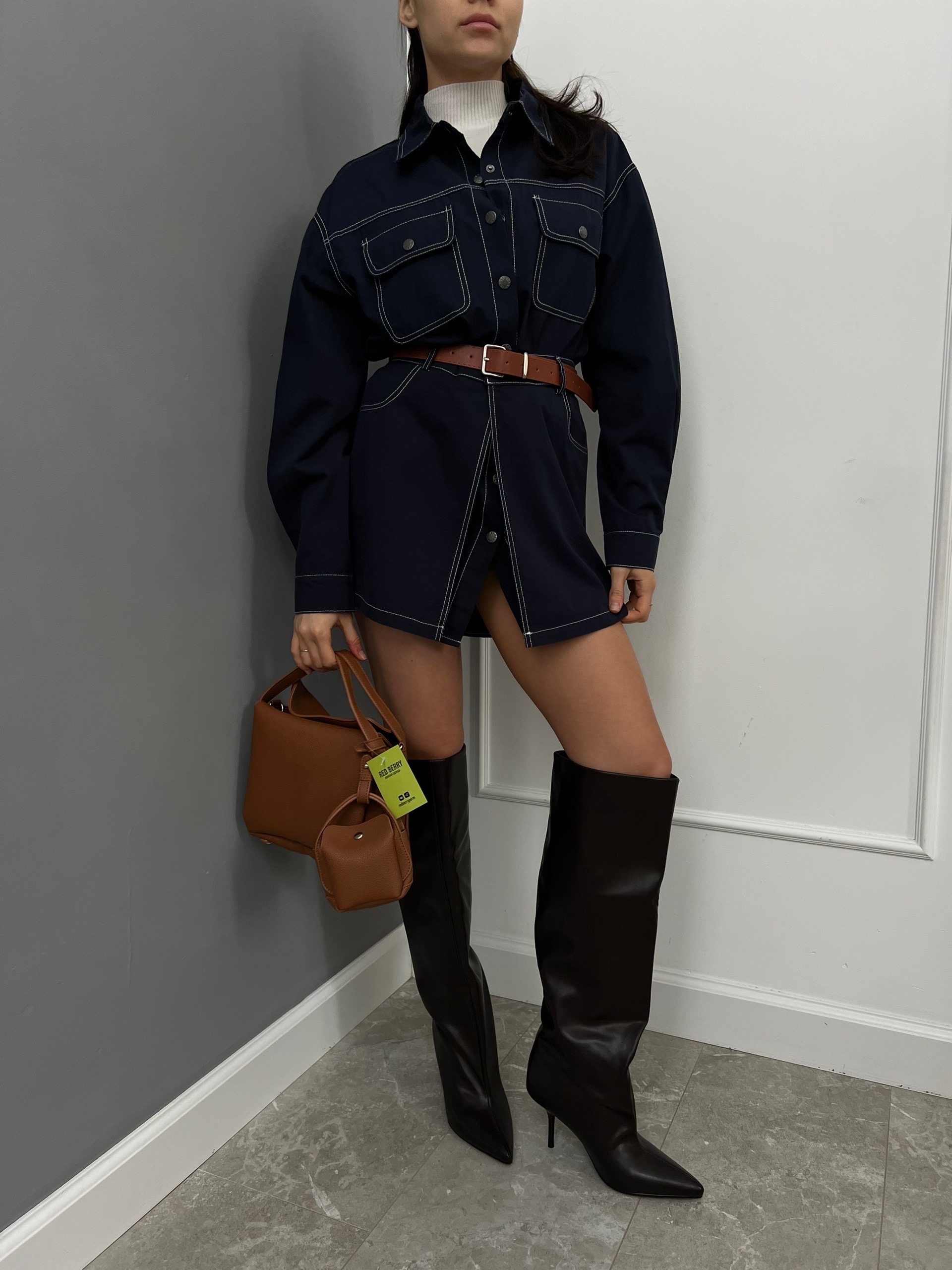 Платье джинс с баской 7918 CY