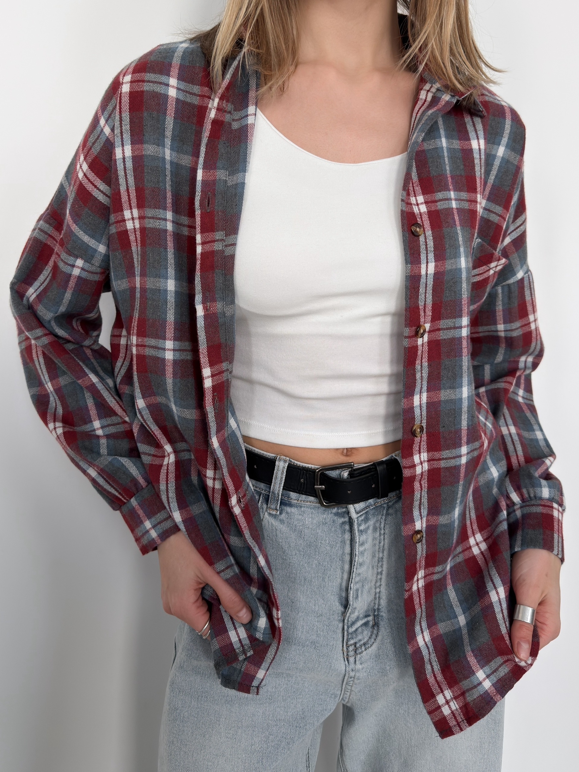 Рубашка клетка 601 на пуговках