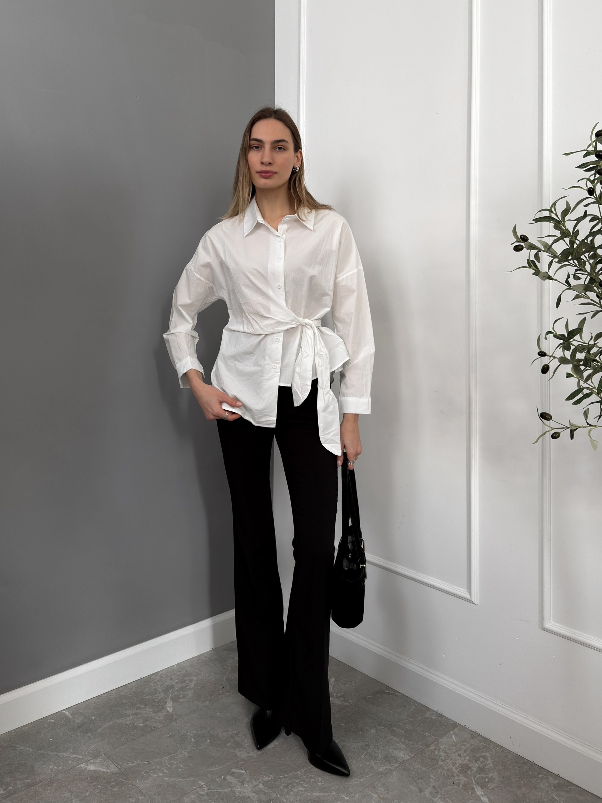 Рубашка завязка на талии YUER 0719