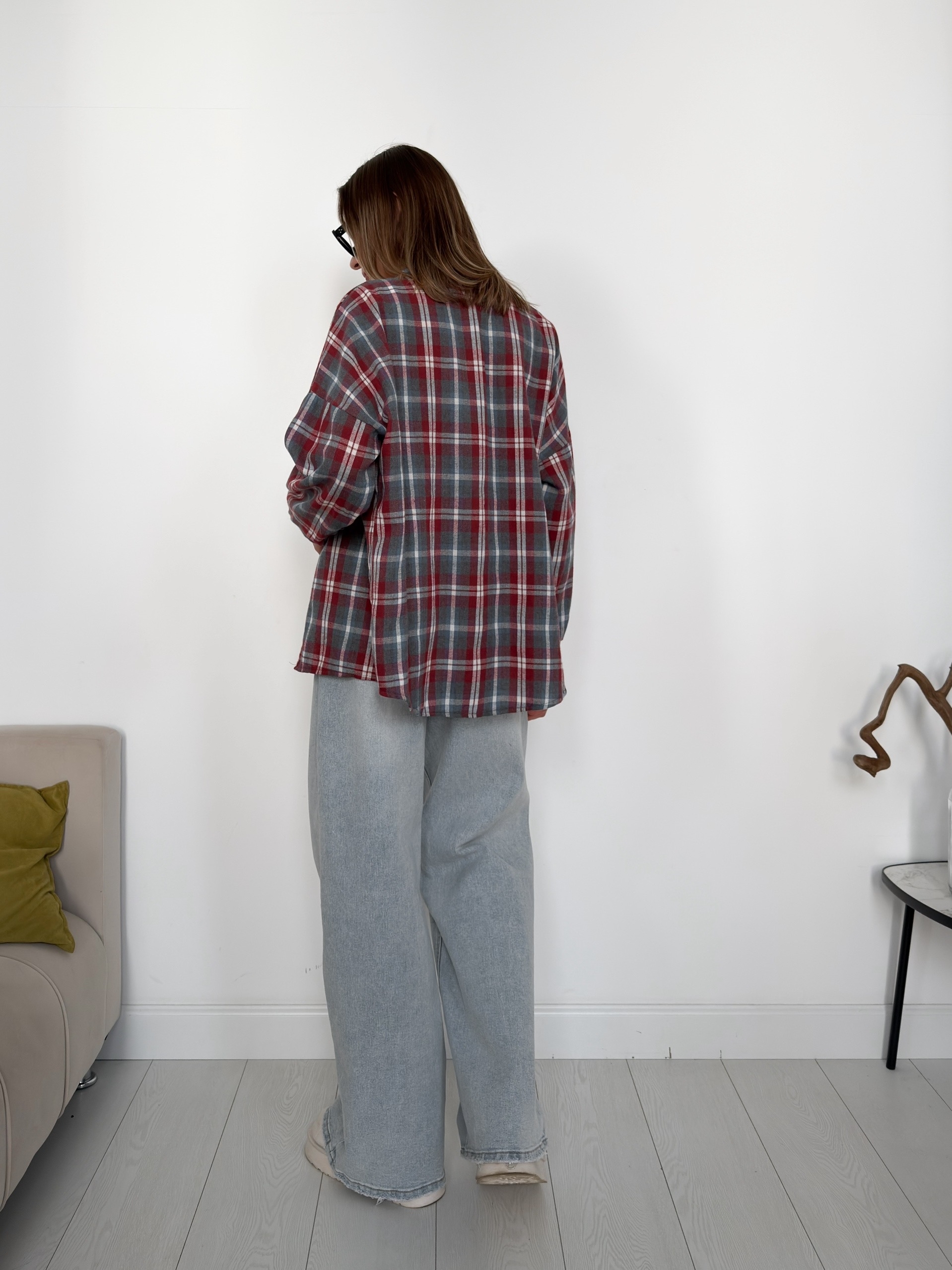 Рубашка клетка 601 на пуговках