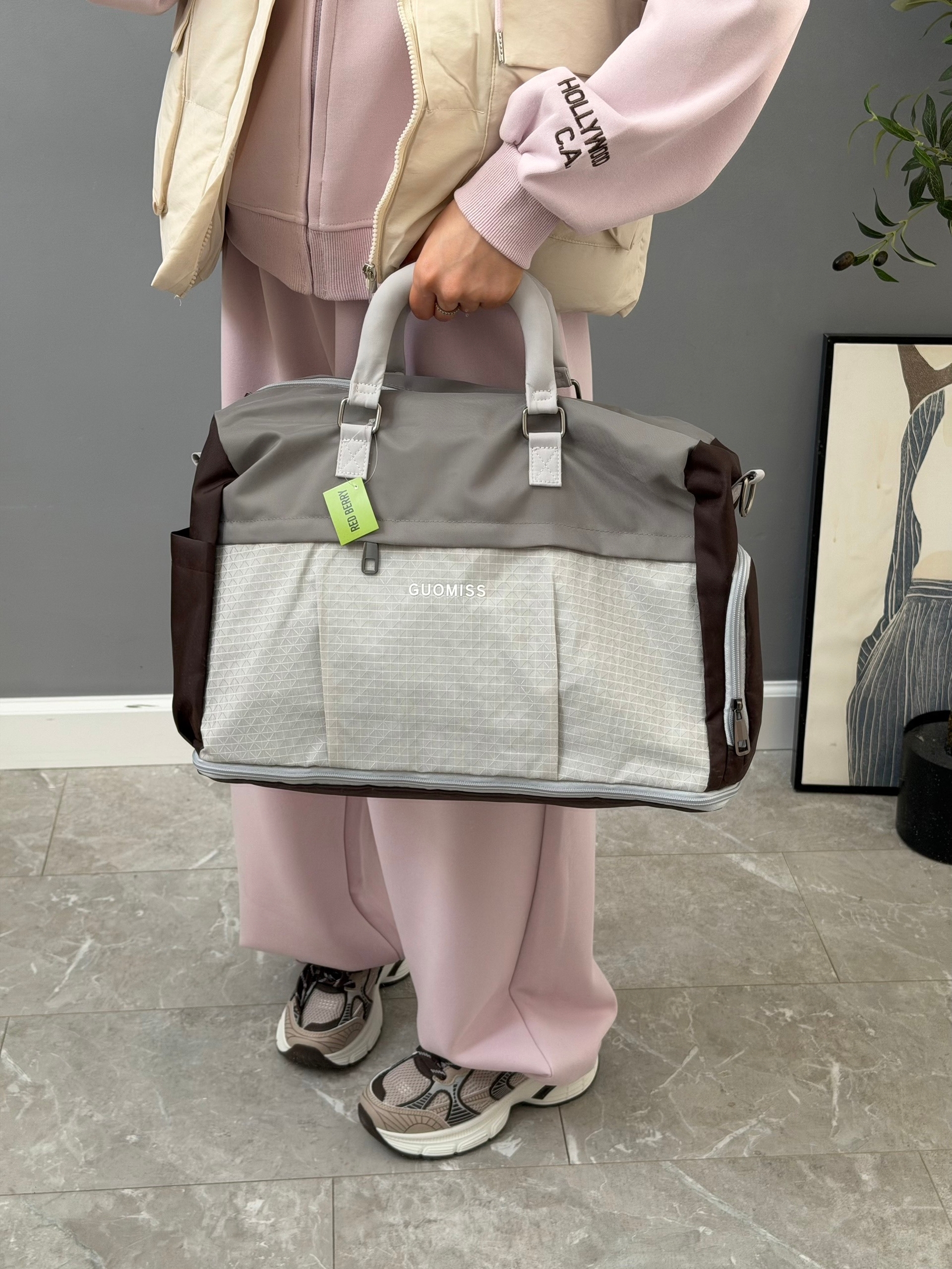 Сумка Guomiss 8204 текстиль клетка толстые ручки