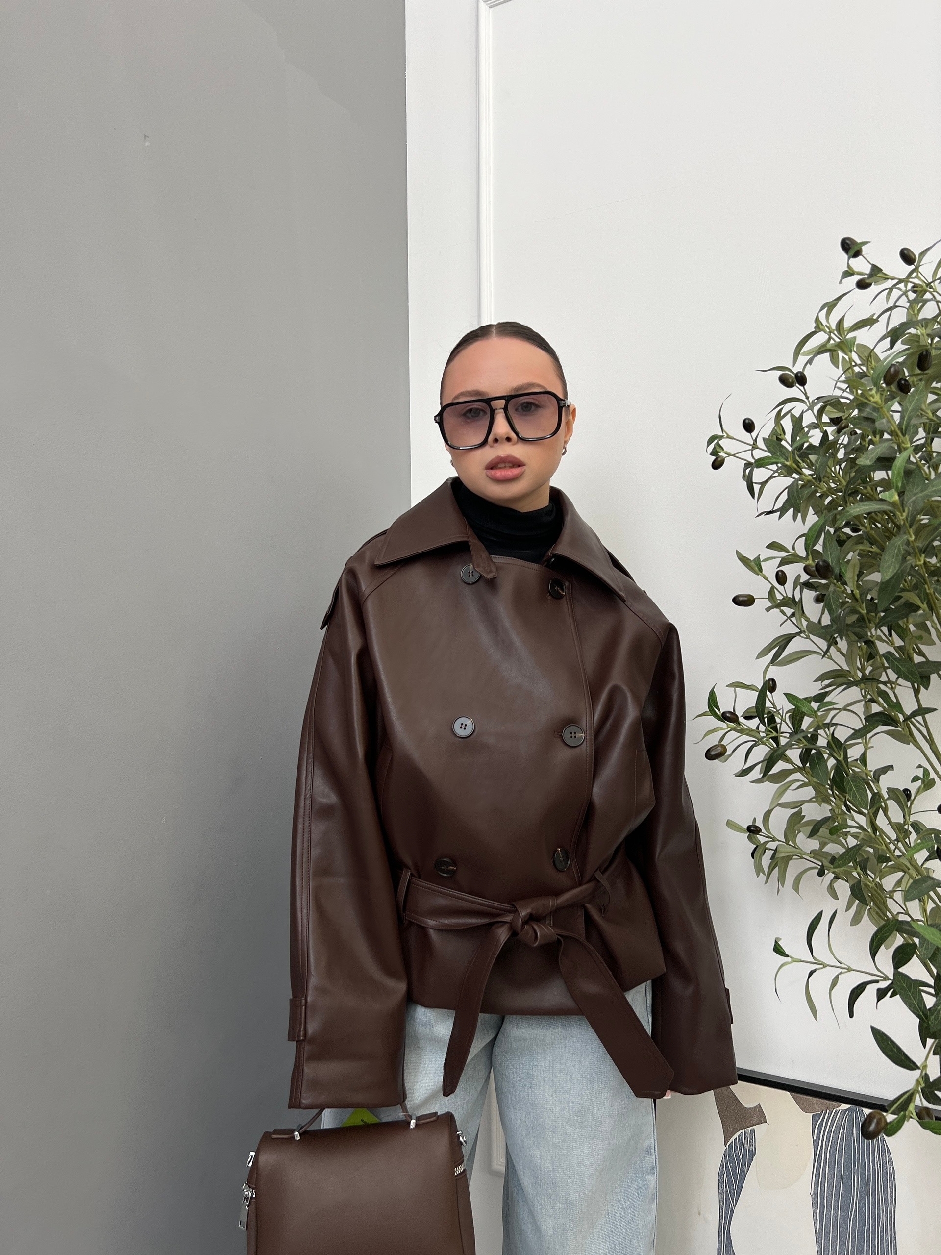 Кожанка W 9371 с поясом